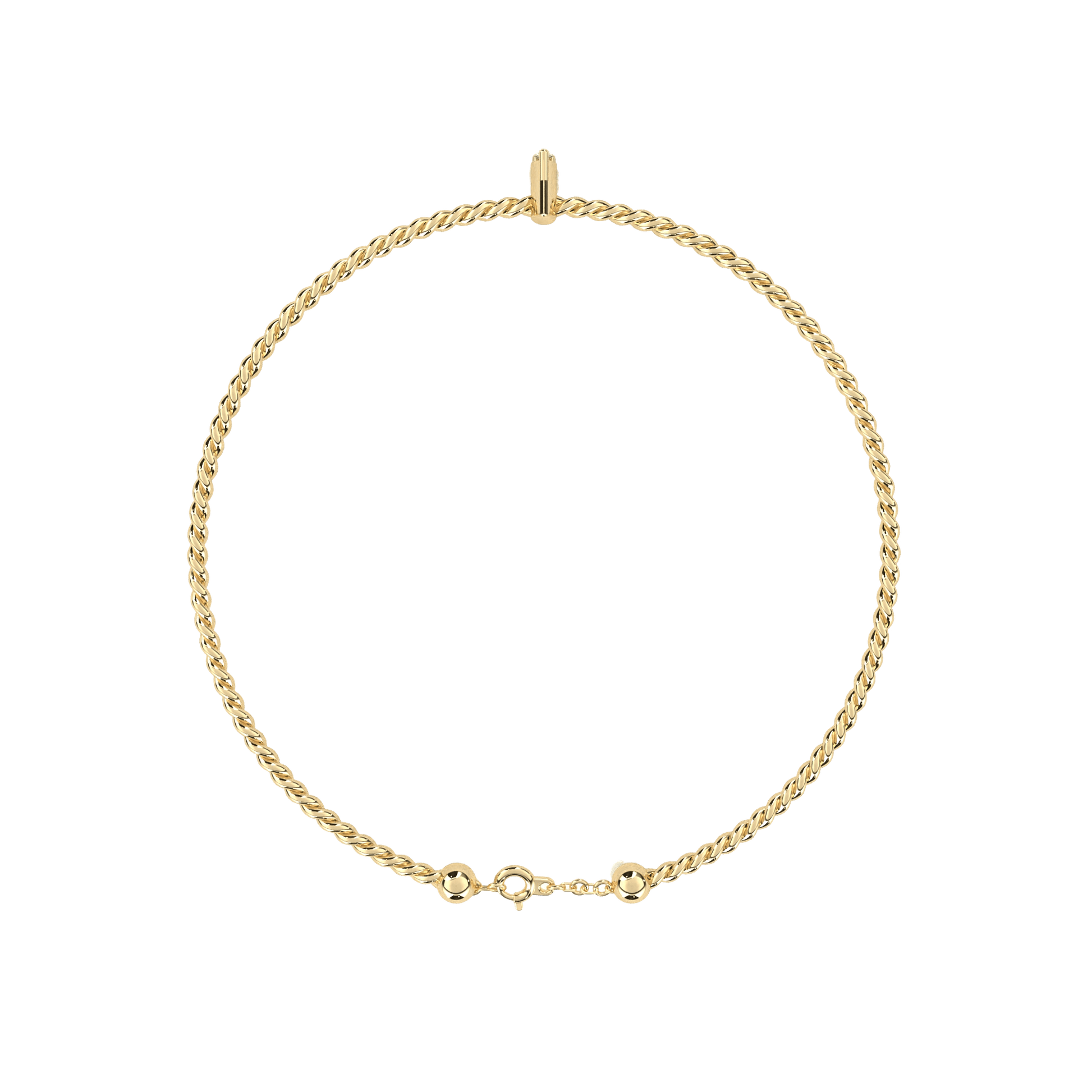 Carat House Dubai Parisa twisted gold bangle with diamond accents, showcasing intricate design and sparkling details.