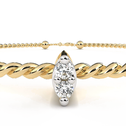 Parisa – Twisted Gold Bangle with Diamond Accent