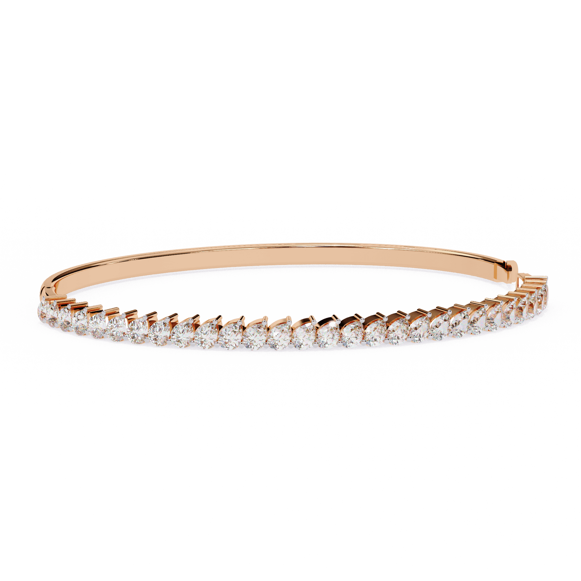Raven half tennis bangle by Carat House Dubai featuring pear-cut diamonds on sleek gold bracelet.