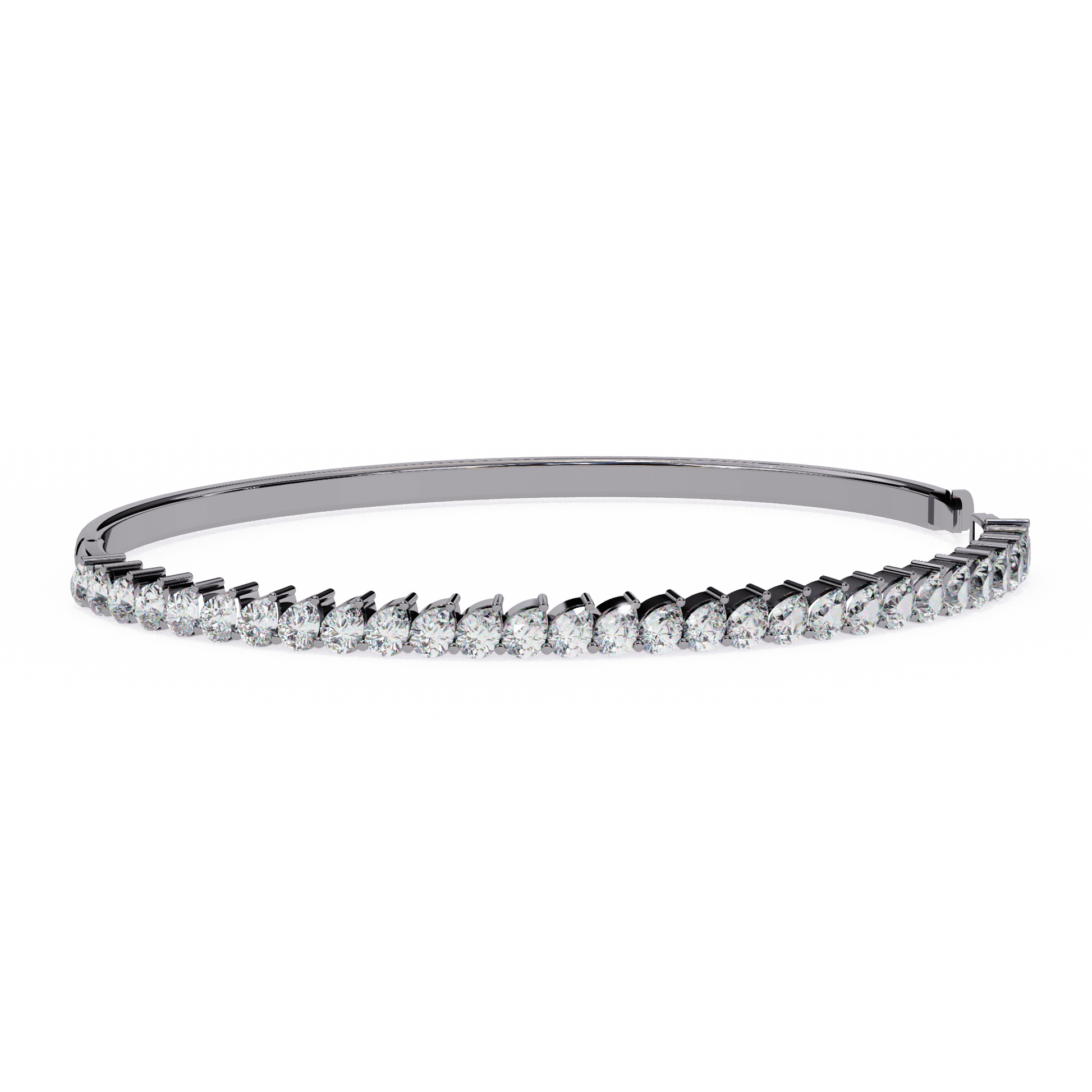 Raven half tennis bangle by Carat House Dubai featuring pear-cut diamonds on sleek gold bracelet.