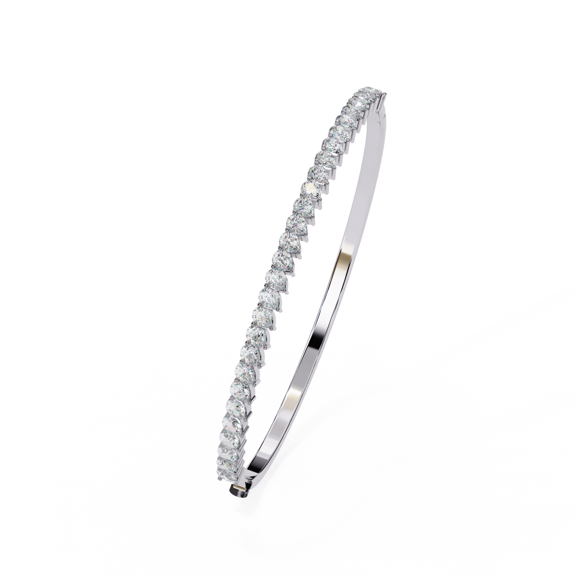 Raven – Half Tennis Bangle with Pear-Cut Diamonds — diamond tennis bracelet — lab grown diamond and natural diamond — 18k white gold — Carat House