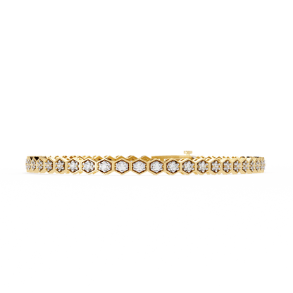 Endora - Hexagonal Frame- 1.8mm Round Diamond Tennis Bracelet