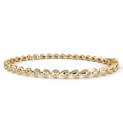 Dimah – Drop Motif- 2mm Round Diamond Tennis Bracelet