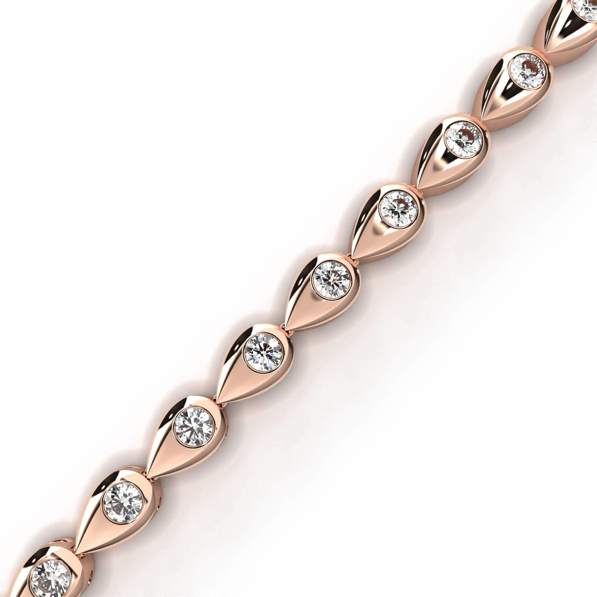 Dimah Drop Motif 2mm Round Diamond Tennis Bracelet by Carat House Dubai, showcasing sparkling diamond links on a delicate bracelet.