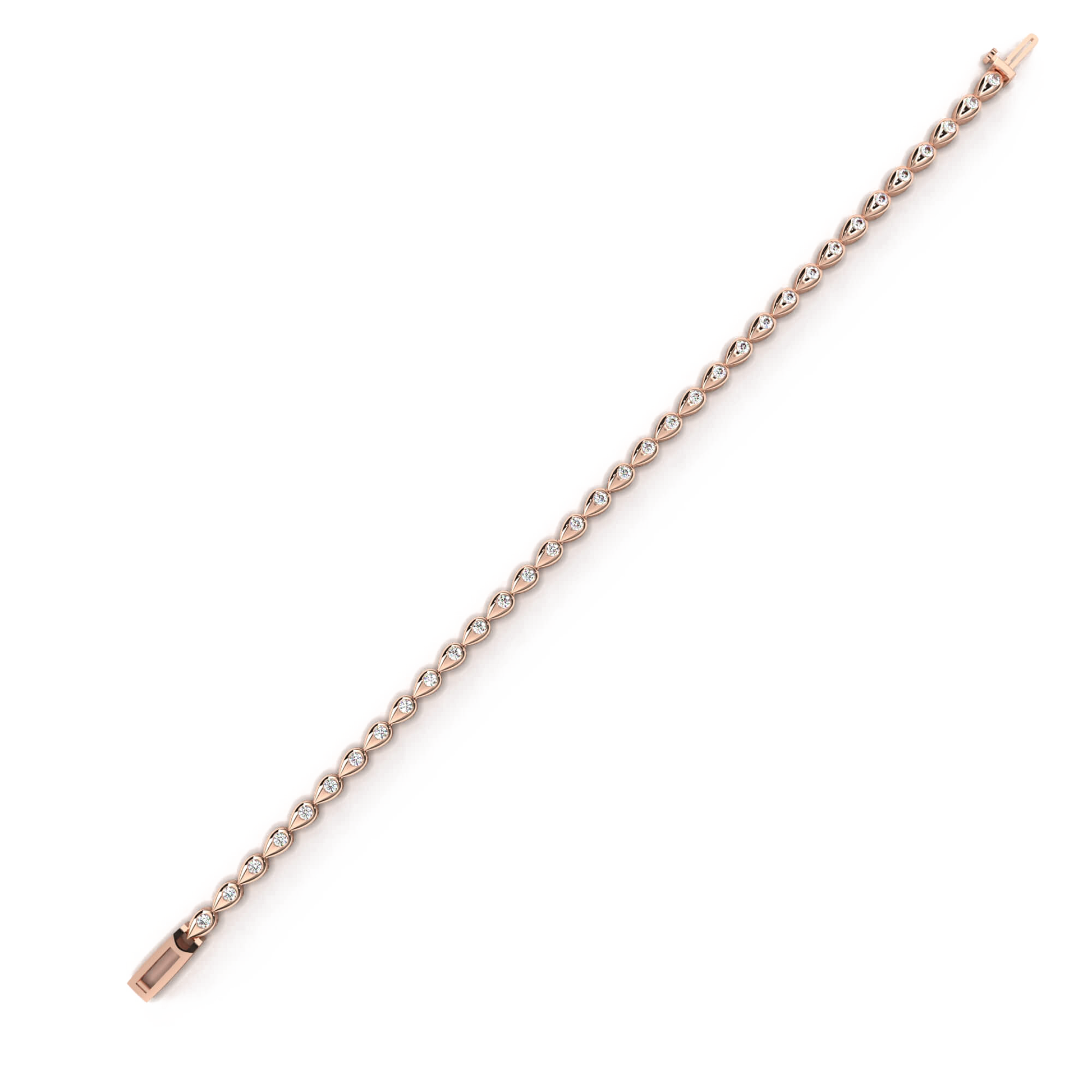 Dimah Drop Motif 2mm Round Diamond Tennis Bracelet by Carat House Dubai featuring sparkling diamonds on a delicate chain.