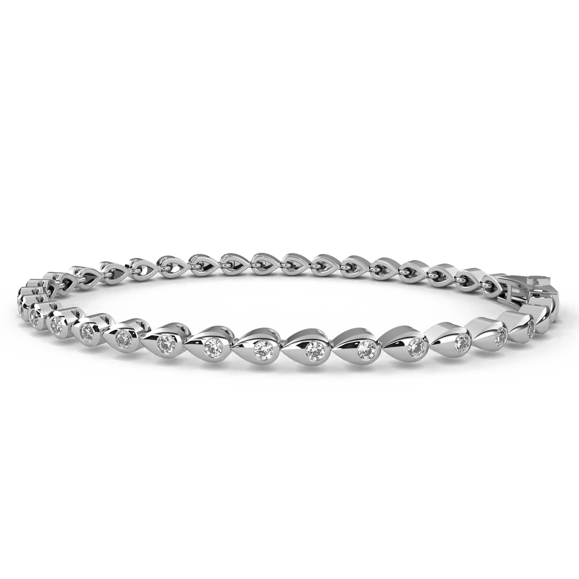 Dimah – Drop Motif- 2mm Round Diamond Tennis Bracelet — diamond tennis bracelet — lab grown diamond and natural diamond — 18k white gold — Carat House