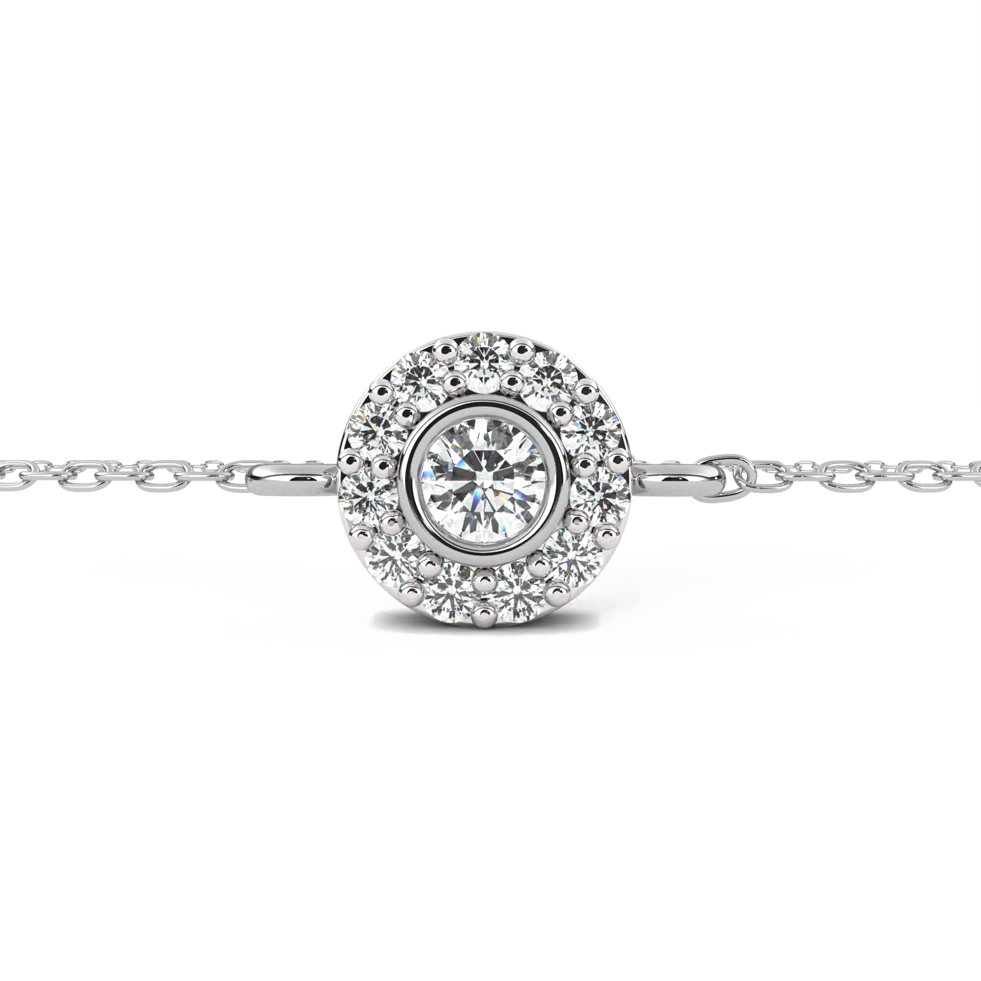 Teresa - Bezel-Set Halo Diamond Bracelet — diamond bracelet — lab grown diamond and natural diamond — 18k white gold — Carat House