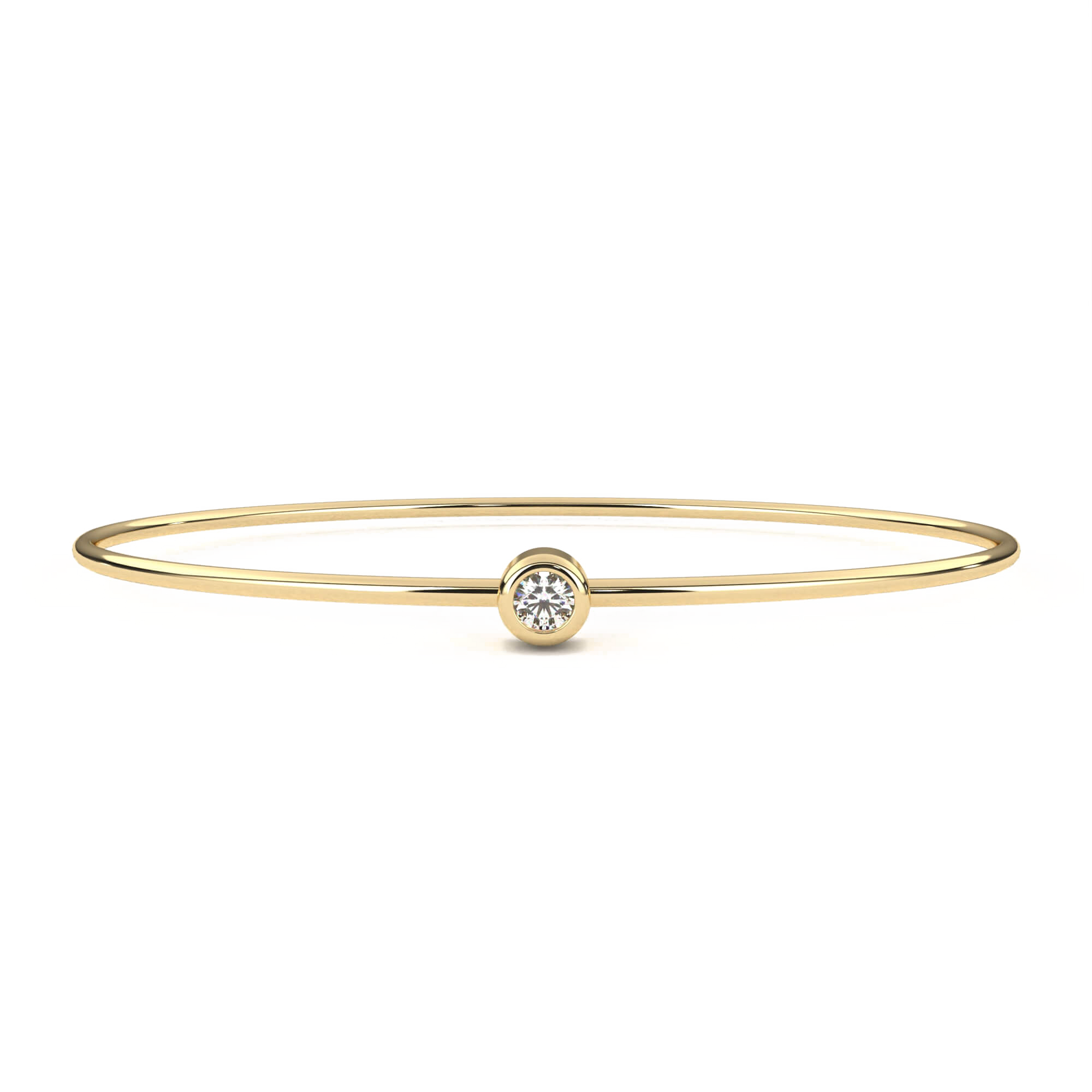 Bezel set diamond bangle from Roxana collection by Carat House Dubai featuring a sleek gold design and sparkling diamonds.