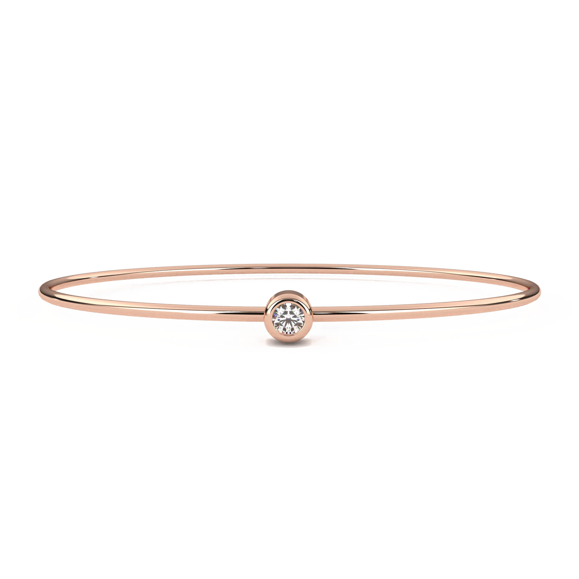 Roxana bezel set diamond bangle by Carat House Dubai featuring a sleek gold design with sparkling diamonds along the bracelet.