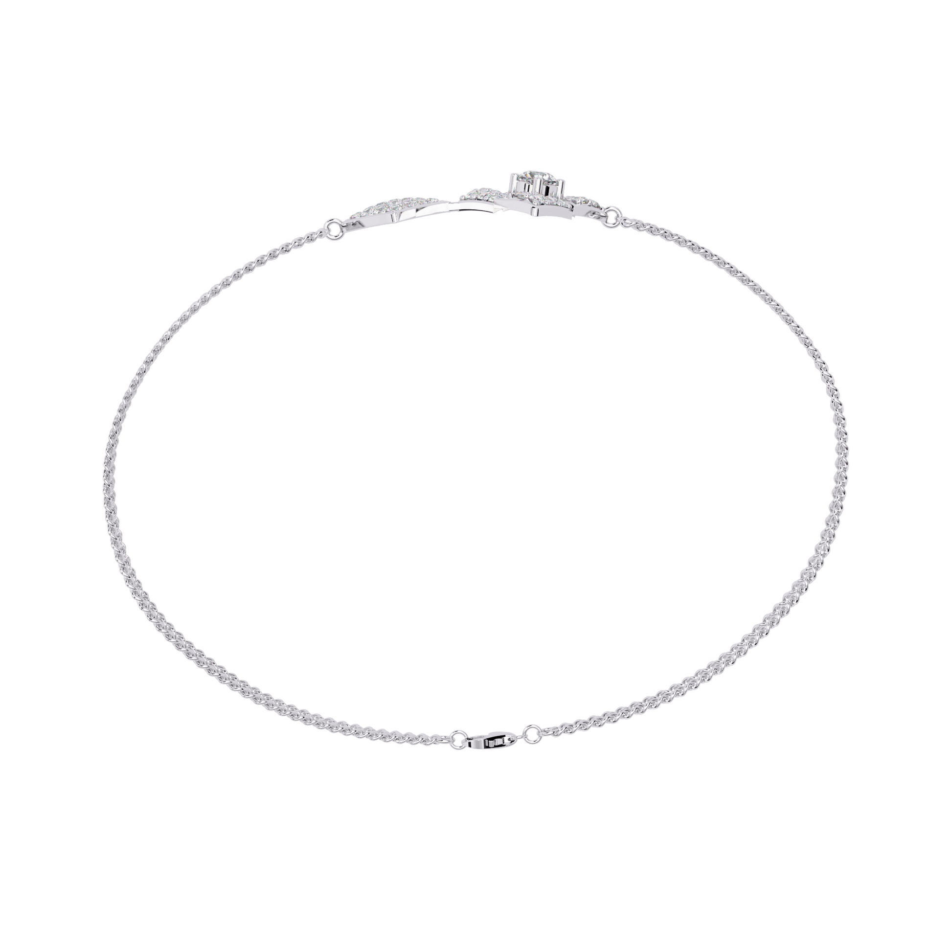 Carat House Dubai Terri dual motif pavé chain bracelet with sparkling stones and intricate design on a white background