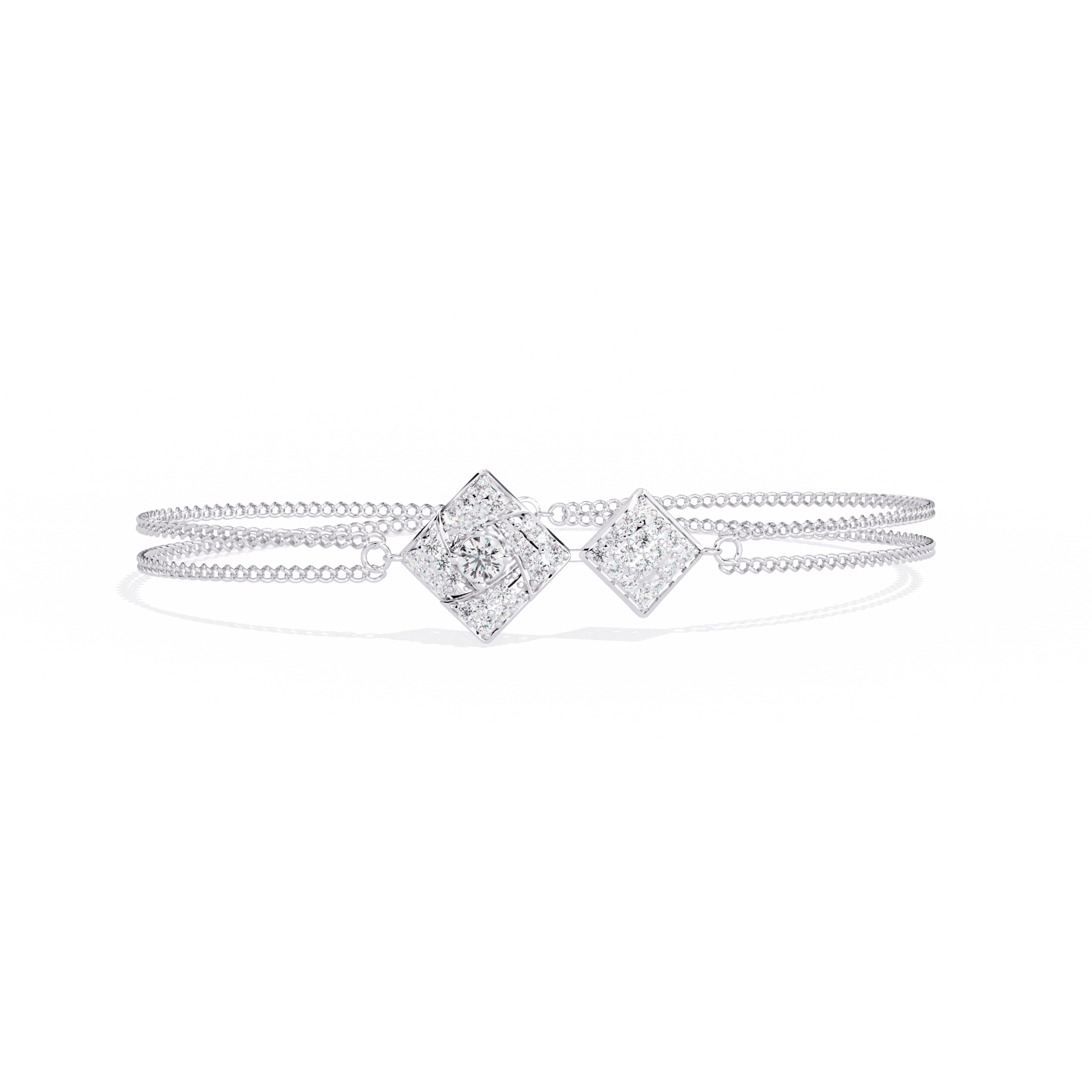 Terri – Dual Motif Pavé Chain Bracelet — diamond bracelet — lab grown diamond and natural diamond — 18k white gold — Carat House
