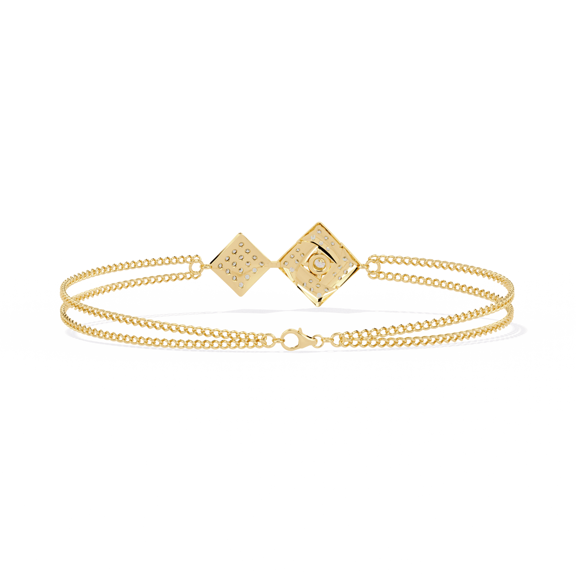 Carat House Dubai Terri dual motif pavé chain bracelet with sparkling stones and intricate design.