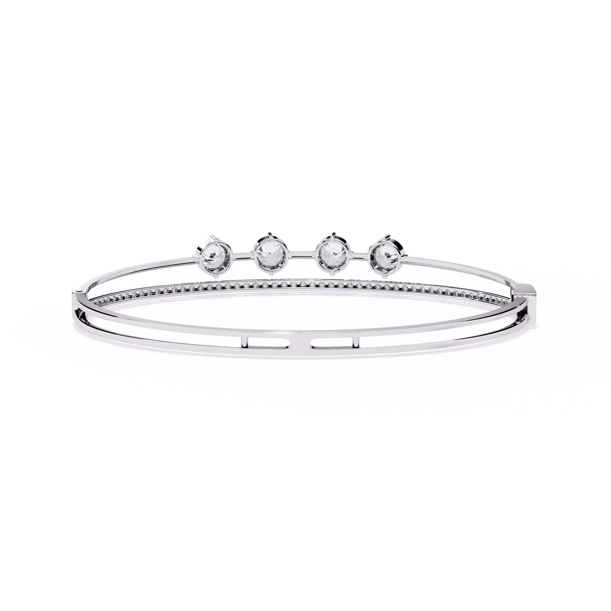 Simran half tennis diamond bangle by Carat House Dubai featuring round center stones and elegant design.