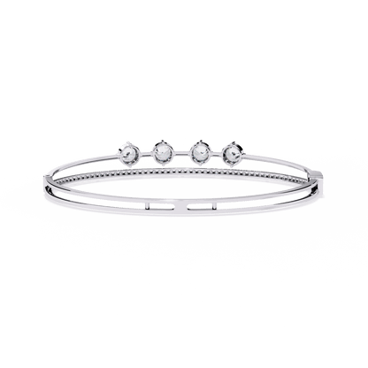 Simran – Half Tennis Diamond Bangle with Round Centre Stones