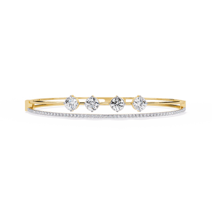 Simran – Half Tennis Diamond Bangle with Round Centre Stones