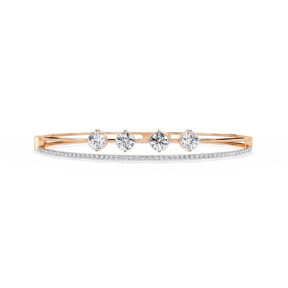 Simran – Half Tennis Diamond Bangle with Round Centre Stones