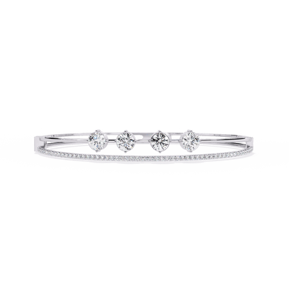 Simran – Half Tennis Diamond Bangle with Round Centre Stones