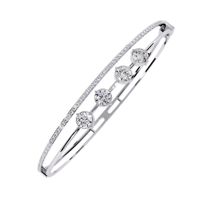 Simran – Half Tennis Diamond Bangle with Round Centre Stones