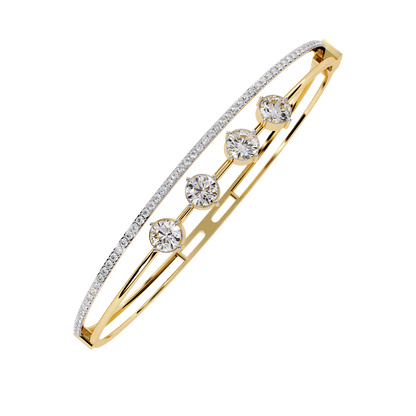 Simran – Half Tennis Diamond Bangle with Round Centre Stones