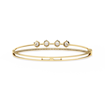 Simran – Half Tennis Diamond Bangle with Round Centre Stones