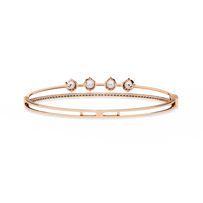 Simran – Half Tennis Diamond Bangle with Round Centre Stones