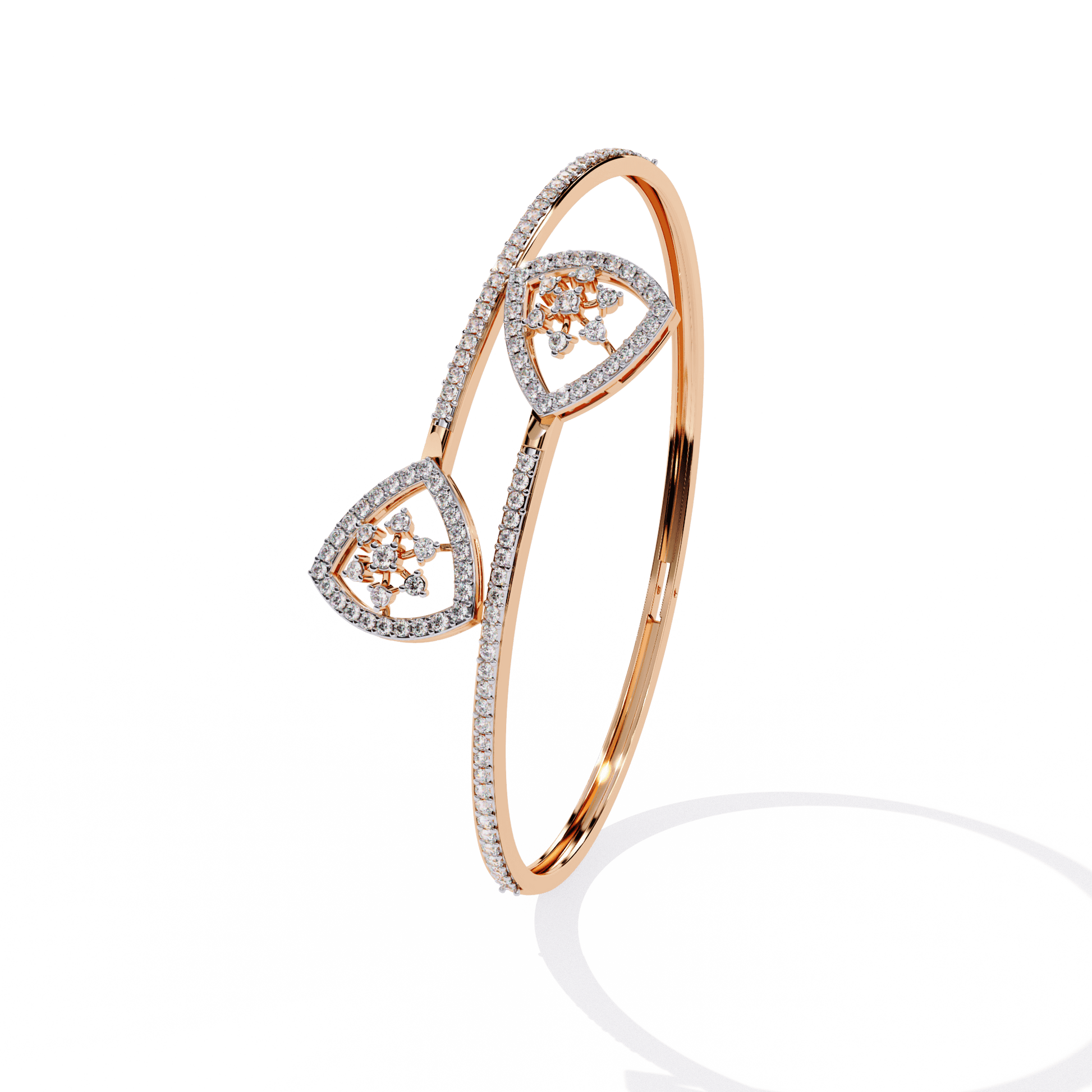 Sonya Pavé Cluster Open Bangle by Carat House Dubai featuring sparkling cluster design and elegant gold finish.