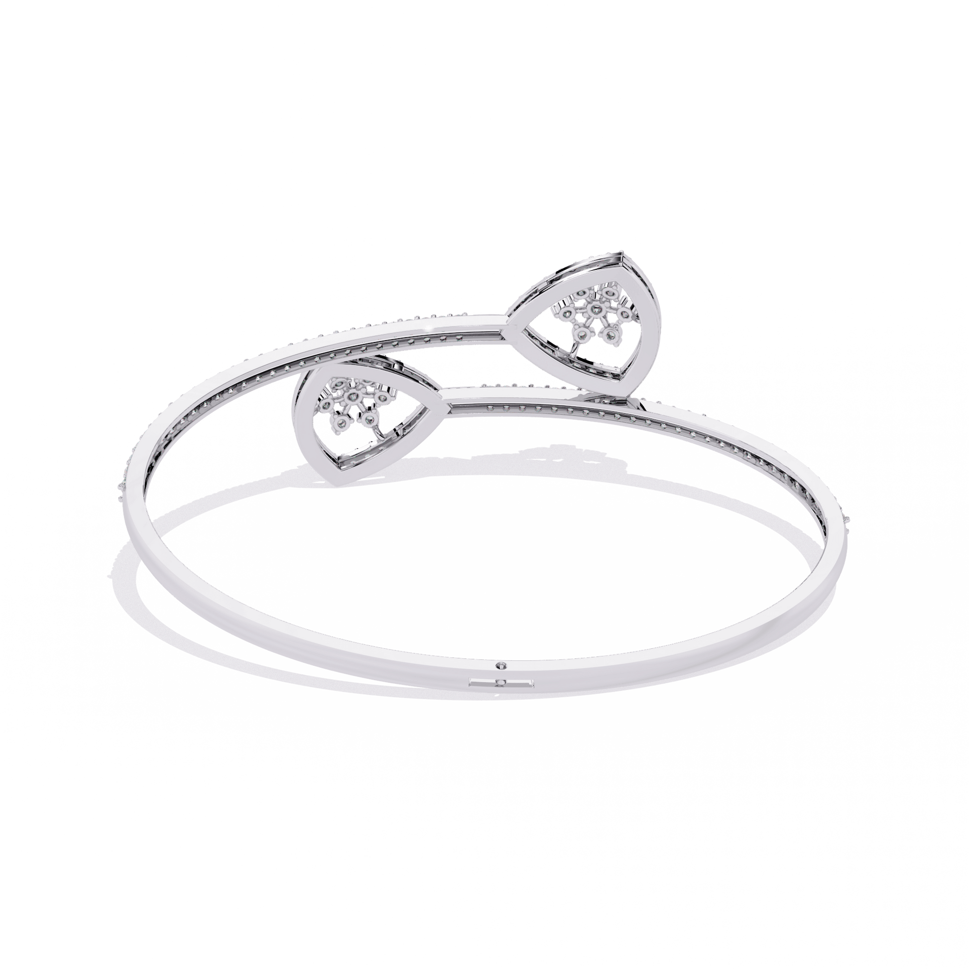 Sonya Pavé Cluster Open Bangle by Carat House Dubai, showcasing a sleek gold bracelet with sparkling pavé gemstone clusters.