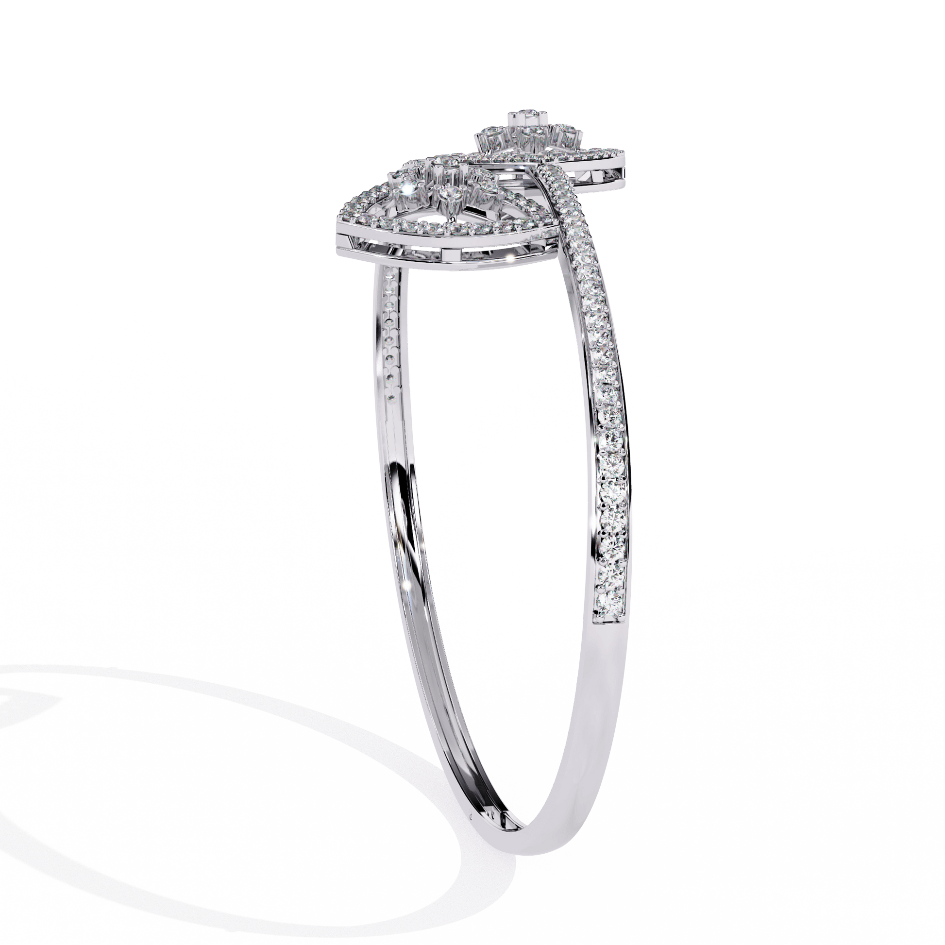 Sonya Pavé Cluster Open Bangle by Carat House Dubai, silver-tone jewelry with sparkling pavé detailing and modern open design.
