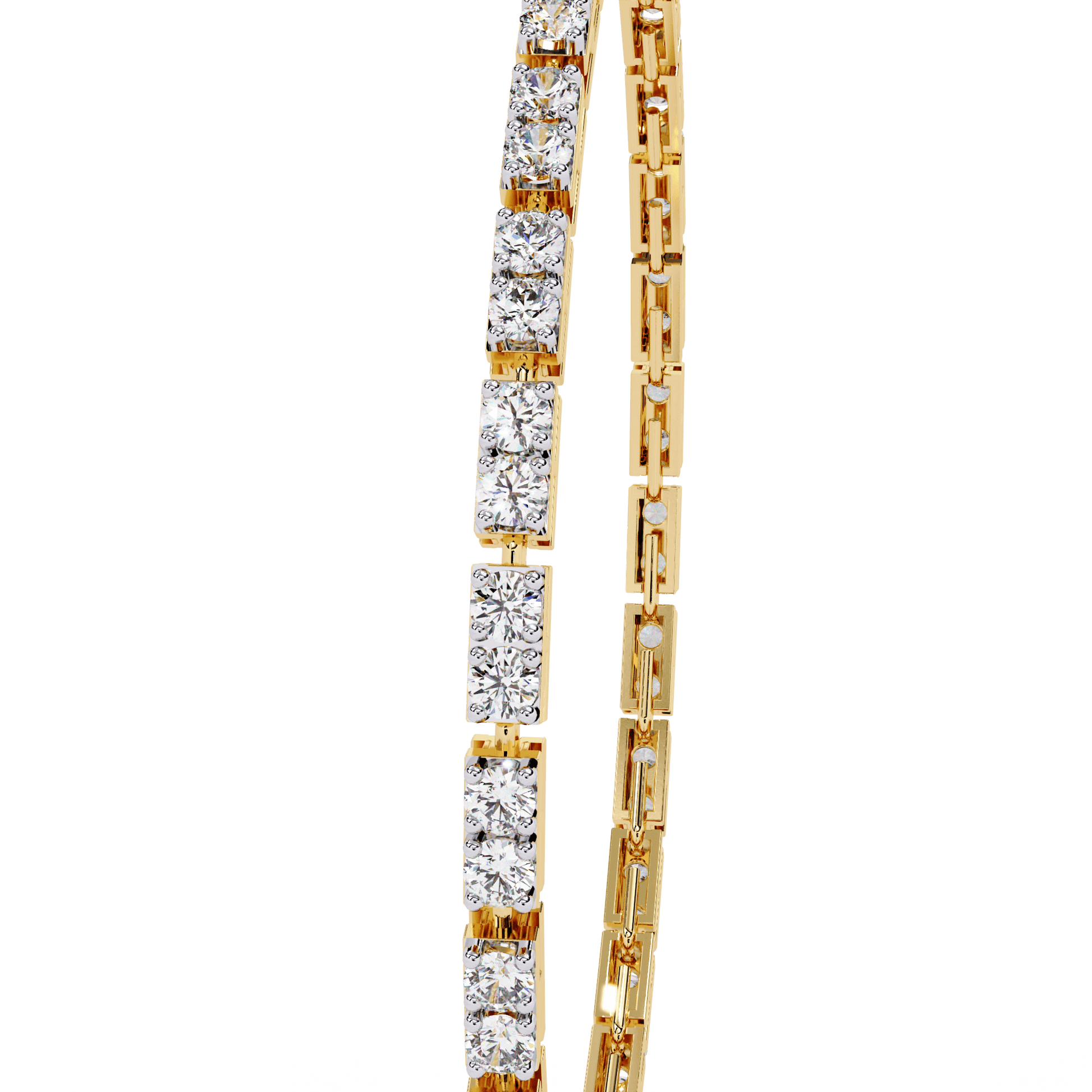 Samira 2.1mm dual round diamond tennis bracelet by Carat House Dubai, showcasing sparkling diamonds on a sleek silver band.