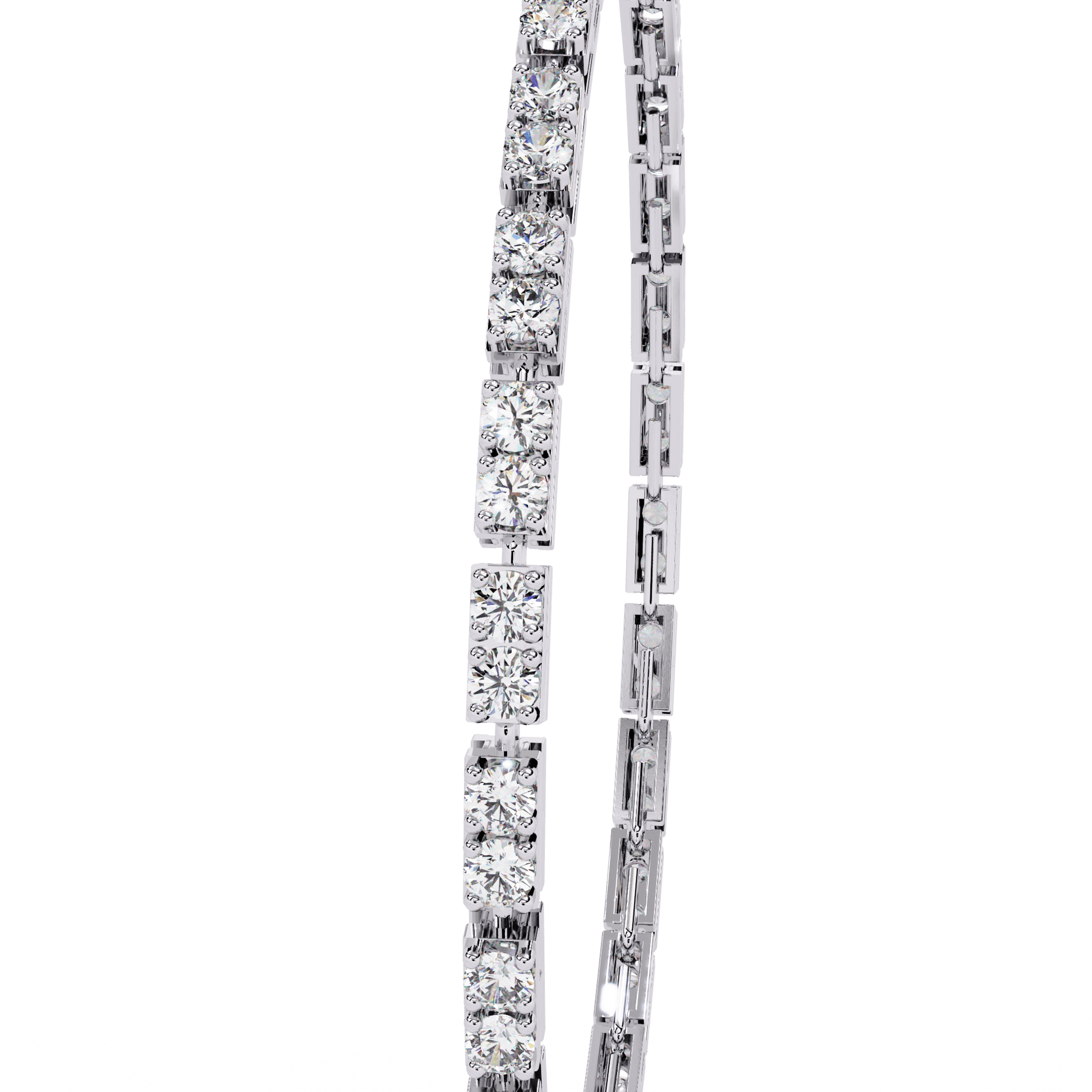 Samira 2.1mm dual round diamond tennis bracelet by Carat House Dubai, featuring sparkling diamond links on a silver chain.
