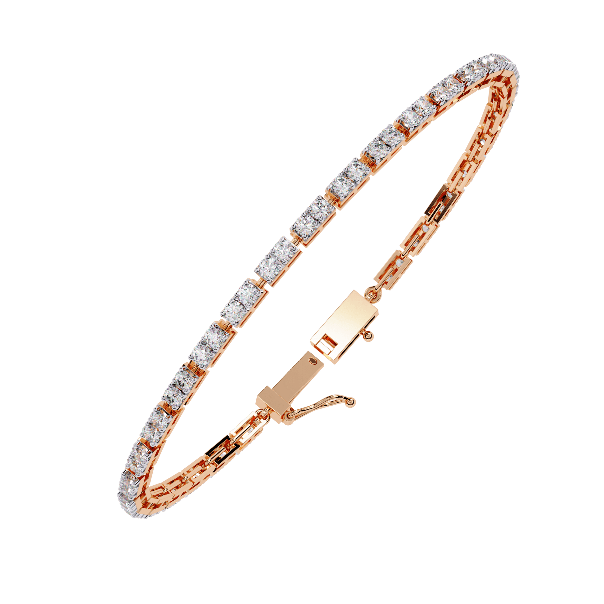 Samira 2.1mm dual round diamond tennis bracelet by Carat House Dubai, featuring sparkling round diamonds on a sleek bracelet design.