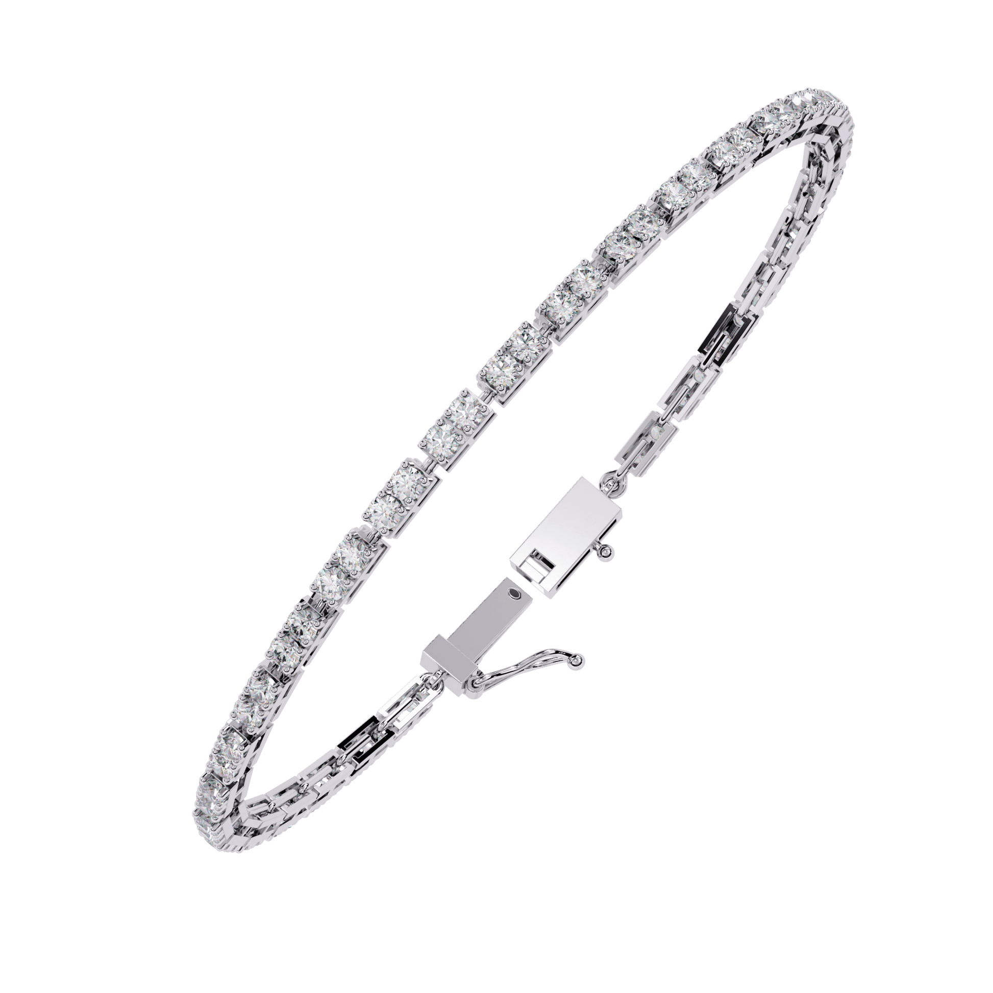 Samira 2.1mm dual round diamond tennis bracelet by Carat House Dubai with sparkling diamonds on a sleek silver chain.