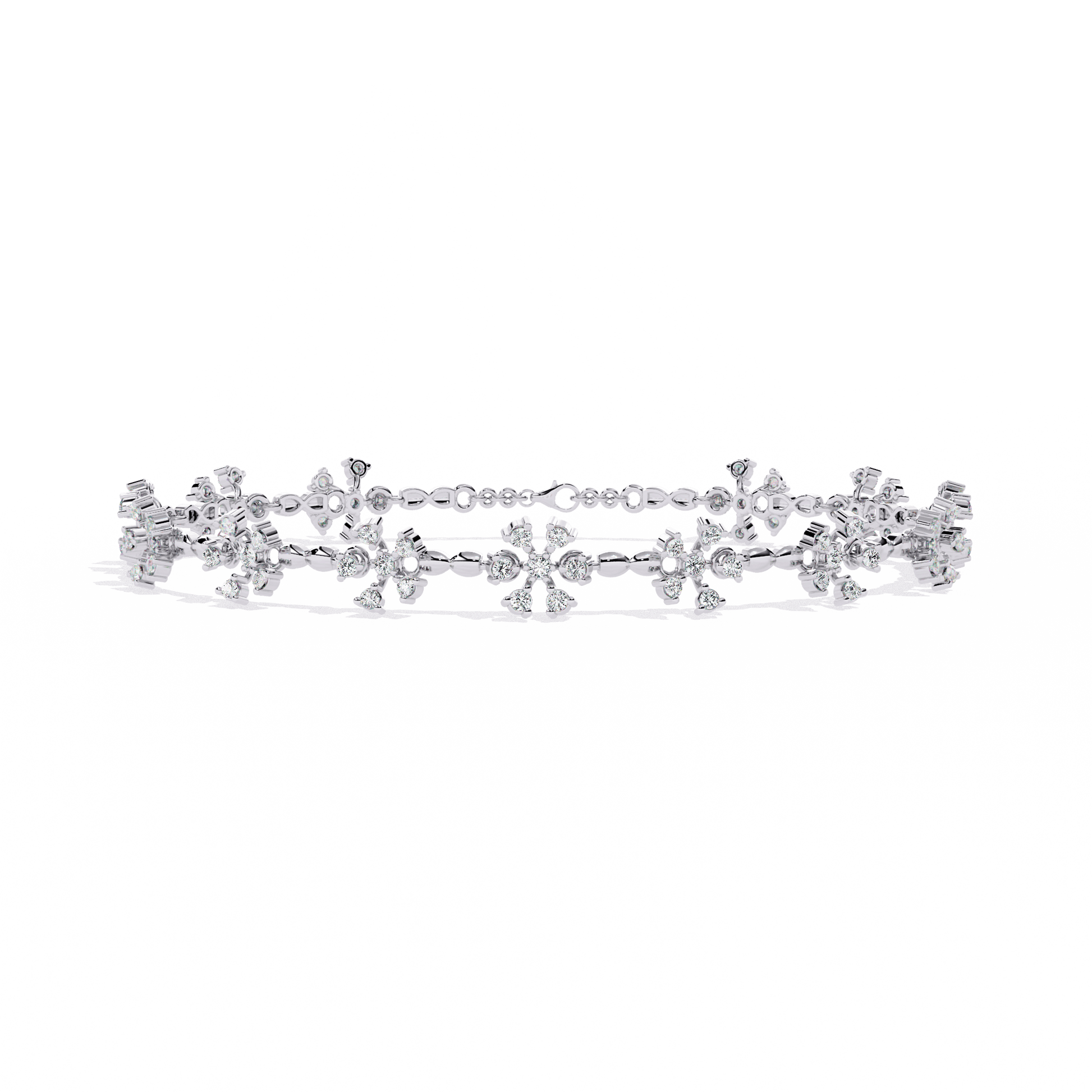 Sade - Alternating Floral Motif Diamond Bracelet — diamond bracelet — lab grown diamond and natural diamond — 18k white gold — Carat House