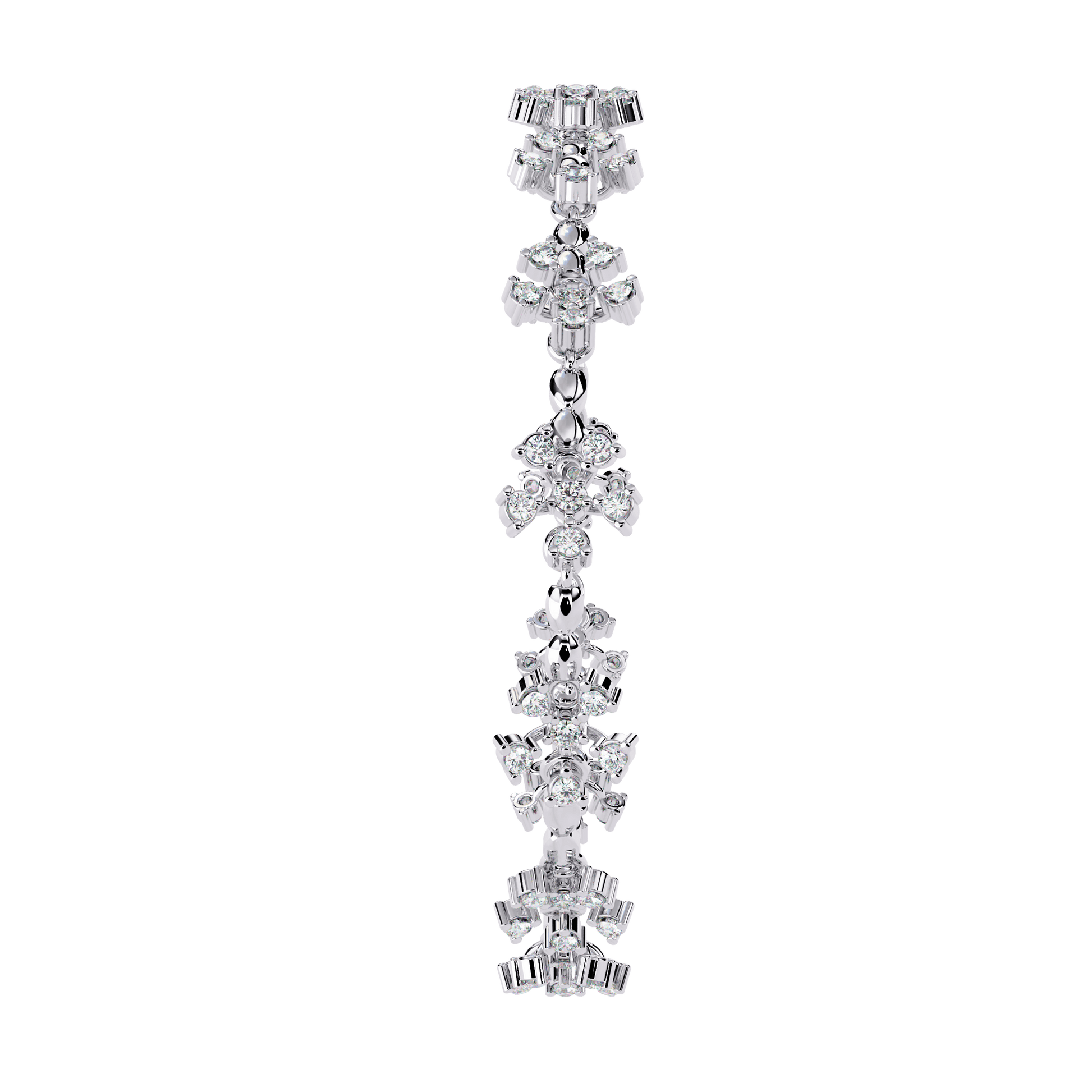 Carat House Dubai Sade floral motif diamond bracelet featuring alternating floral designs and sparkling diamonds.