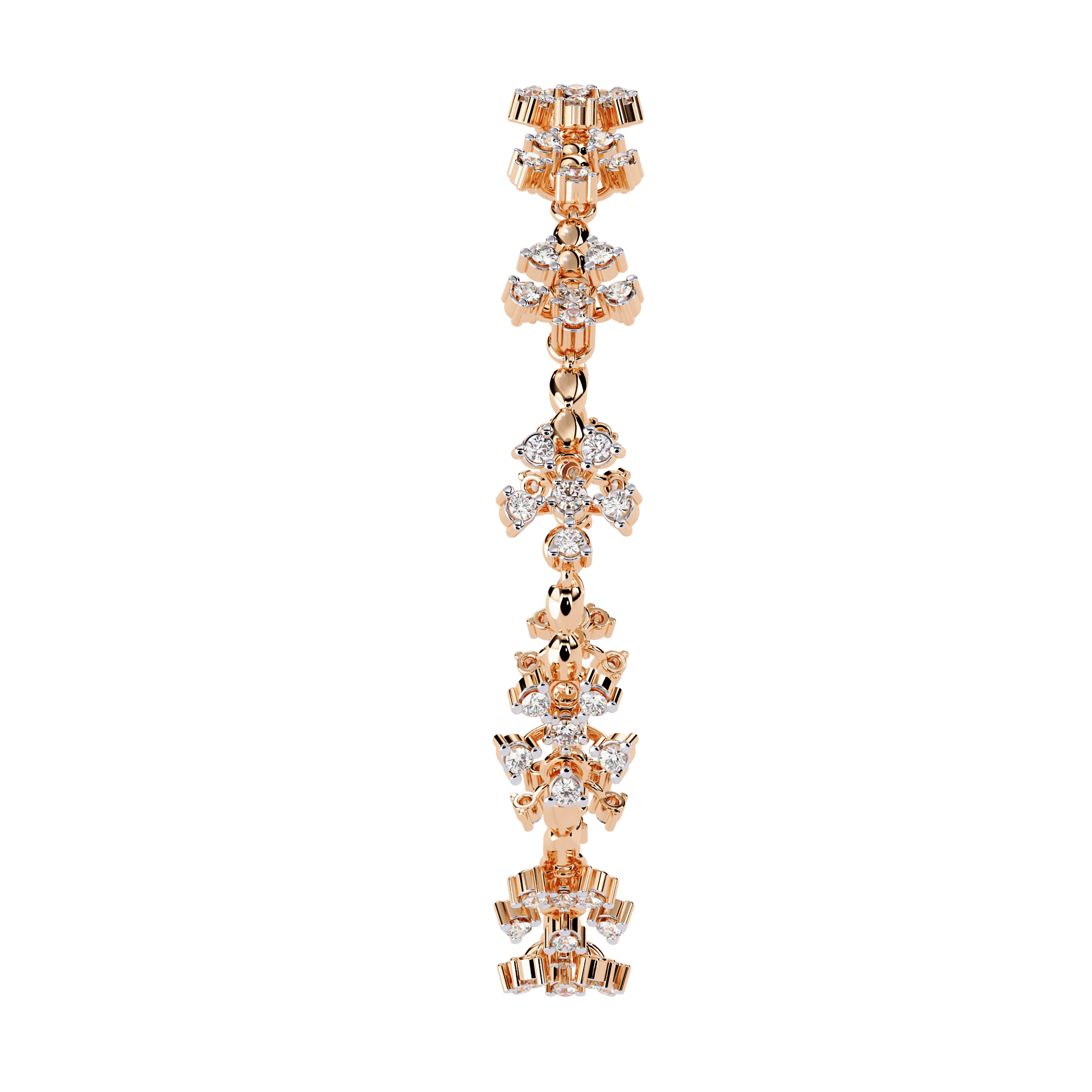 Carat House Dubai Sade floral motif diamond bracelet with alternating floral and diamond designs on a delicate chain