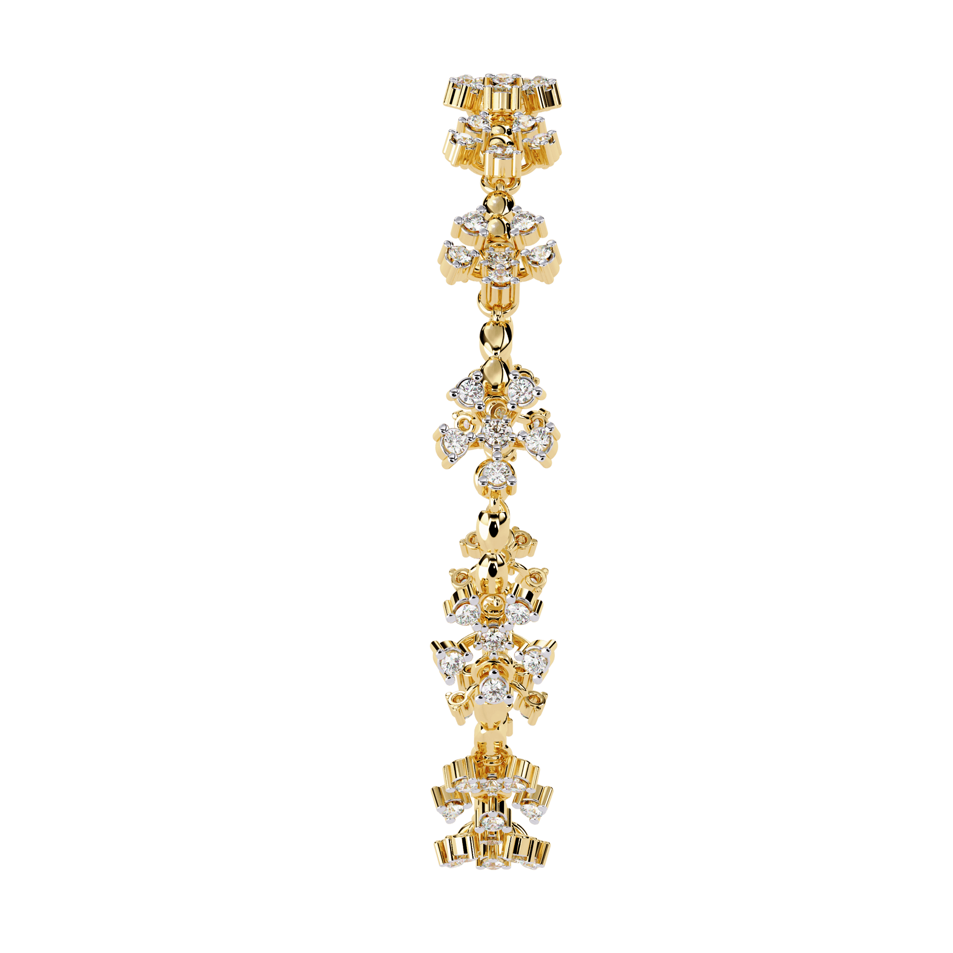 Carat House Dubai Sade floral motif diamond bracelet with alternating flower and leaf design showcasing intricate jewelry craftsmanship