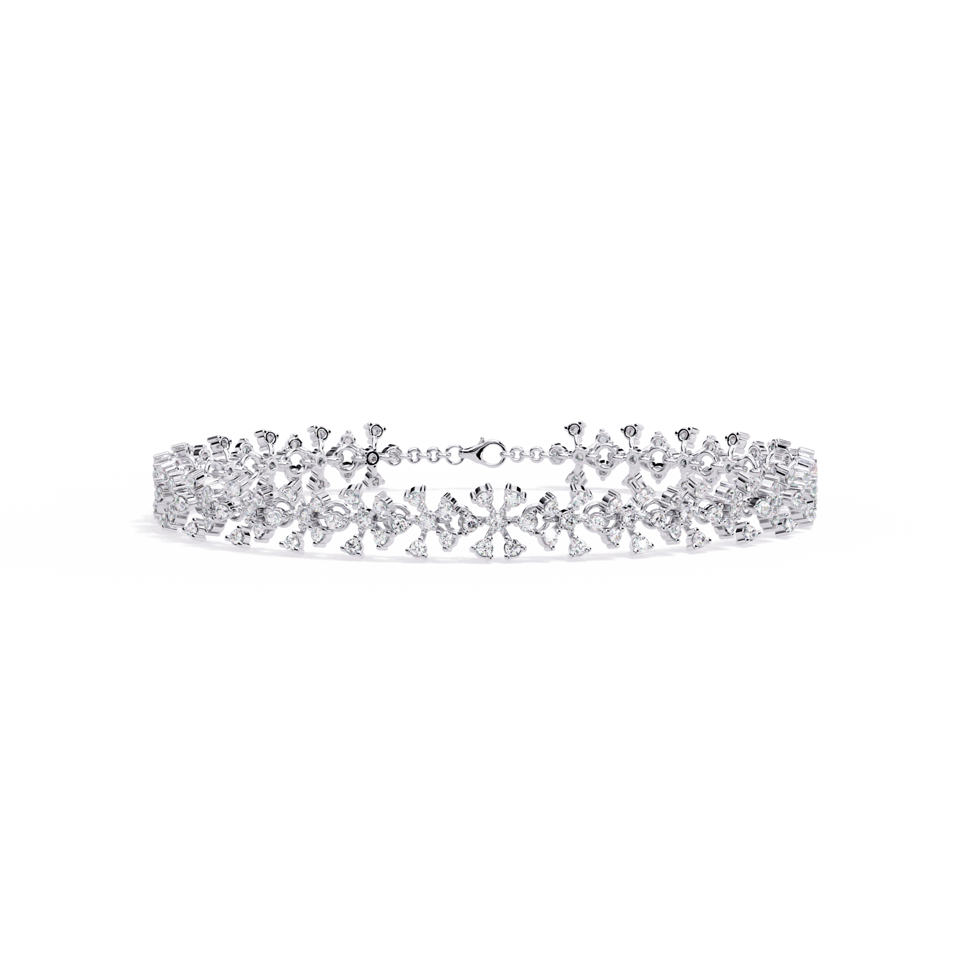 Serena – Floral Motif Diamond Bracelet — diamond bracelet — lab grown diamond and natural diamond — 18k white gold — Carat House