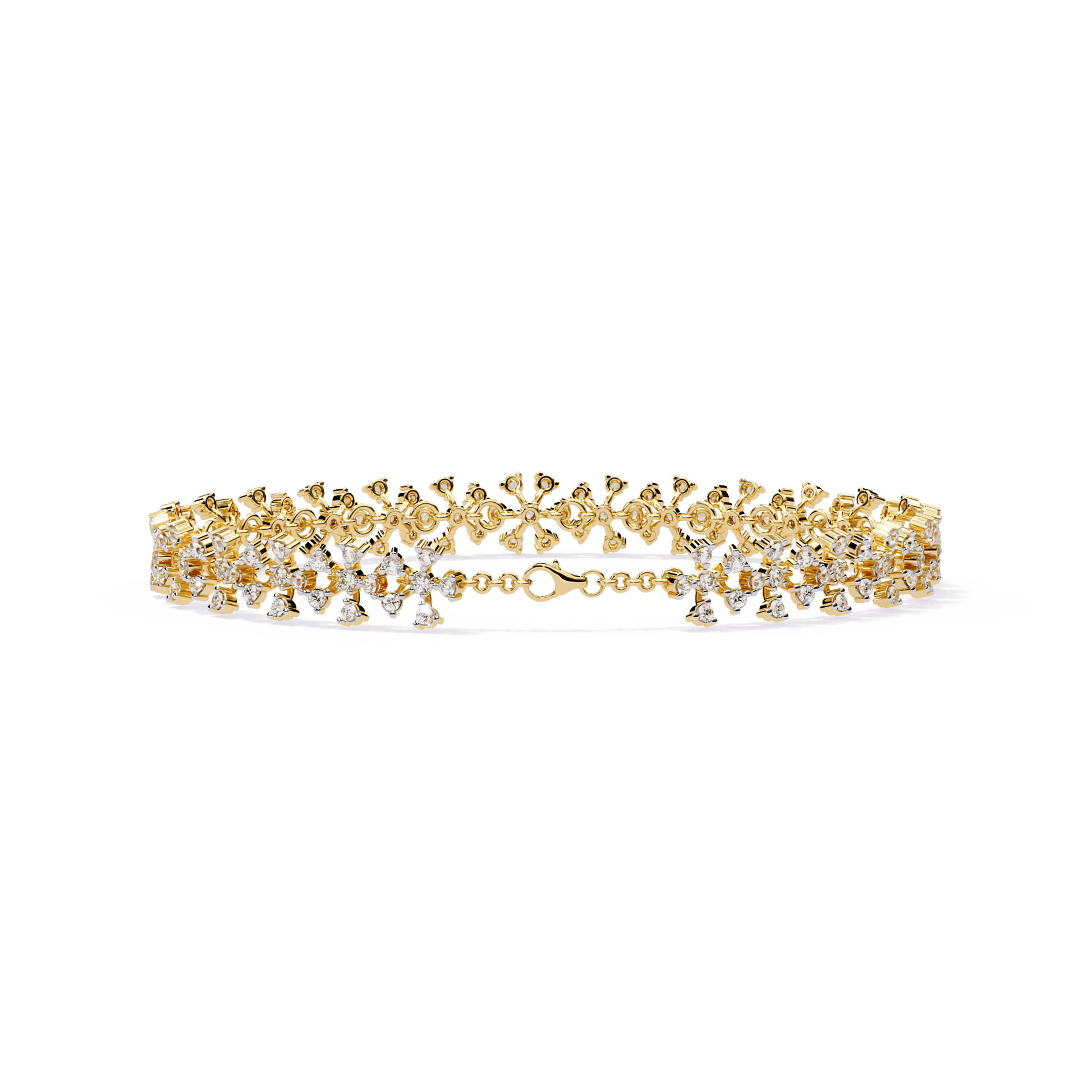 Carat House Dubai Serena floral motif diamond bracelet with intricate design and sparkling diamonds on a delicate band.