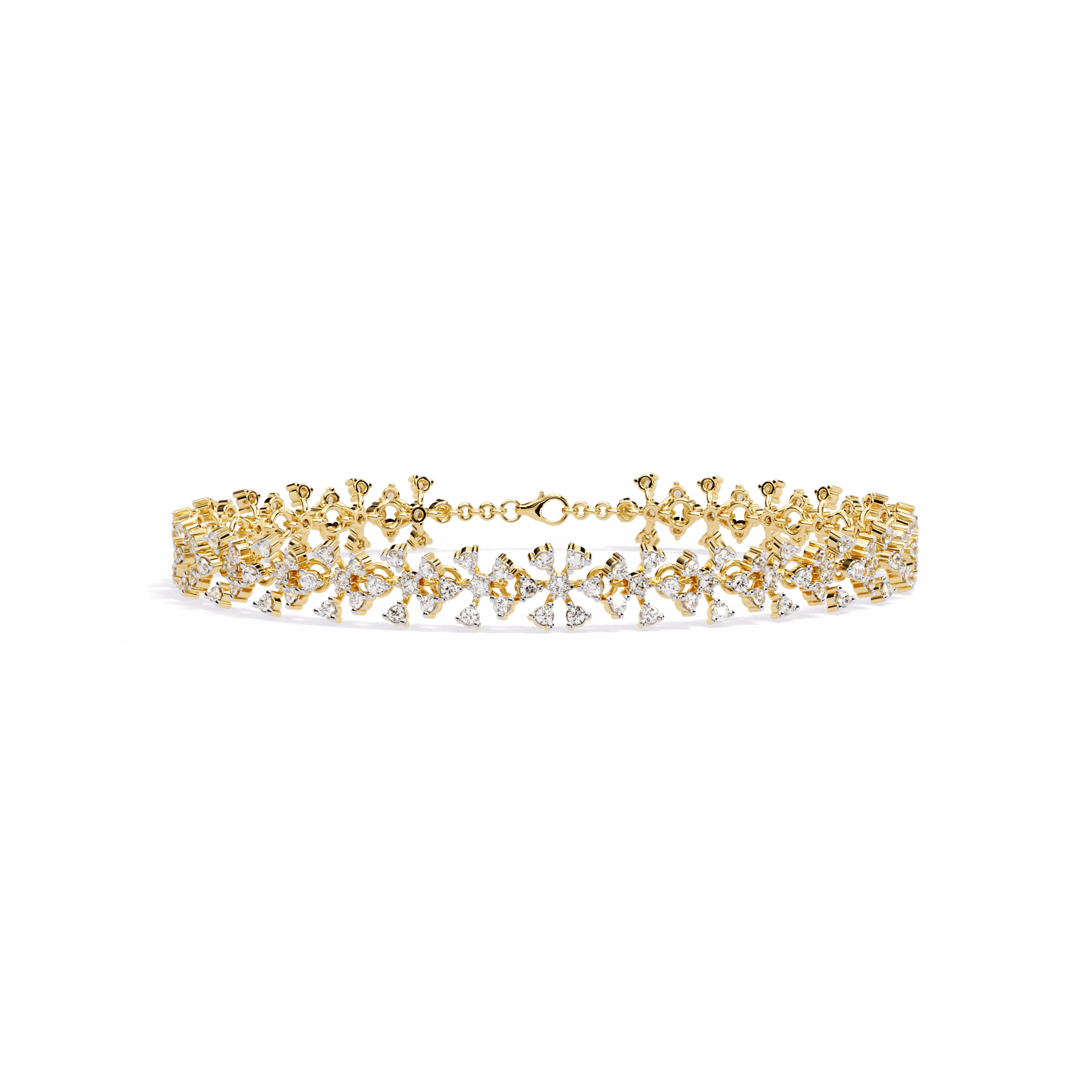Serena floral motif diamond bracelet by Carat House Dubai featuring intricate floral design with sparkling diamonds.