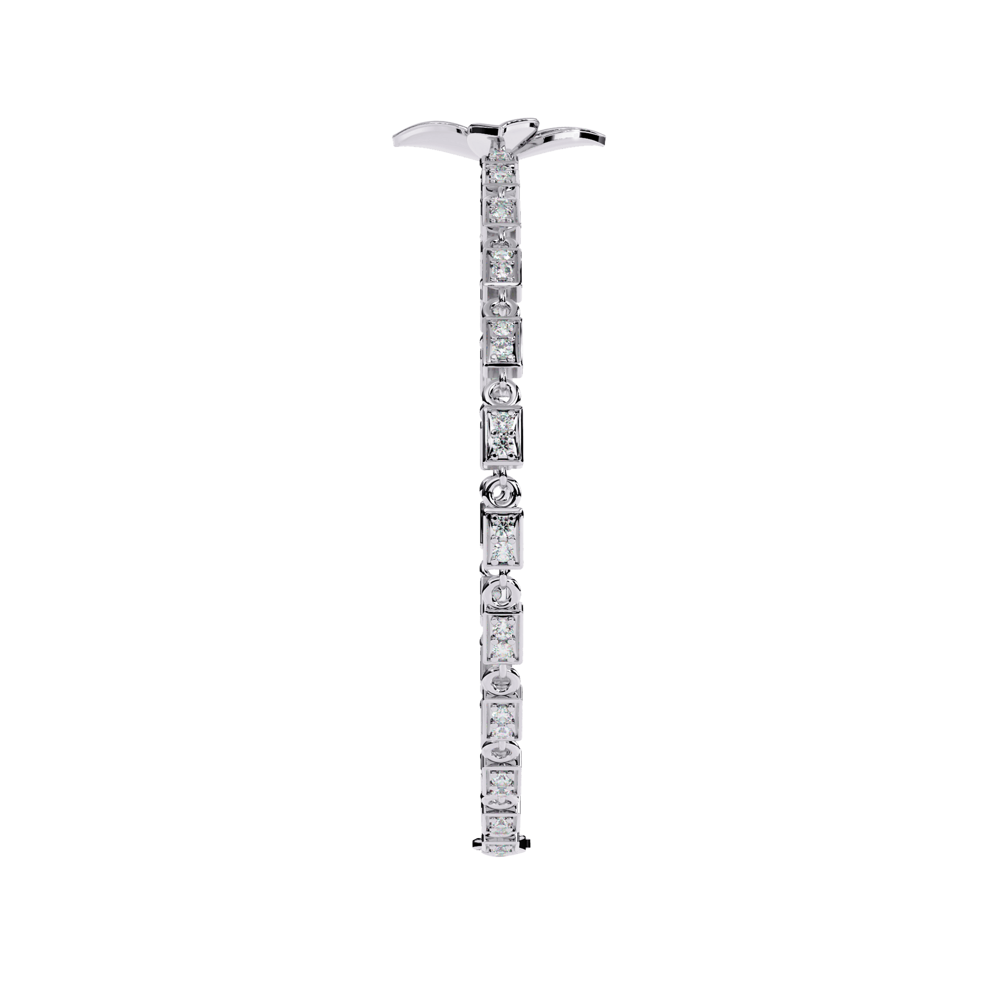 Svetlana diamond link bracelet with floral motif featuring sparkling diamonds and intricate metalwork, crafted by Carat House Dubai.