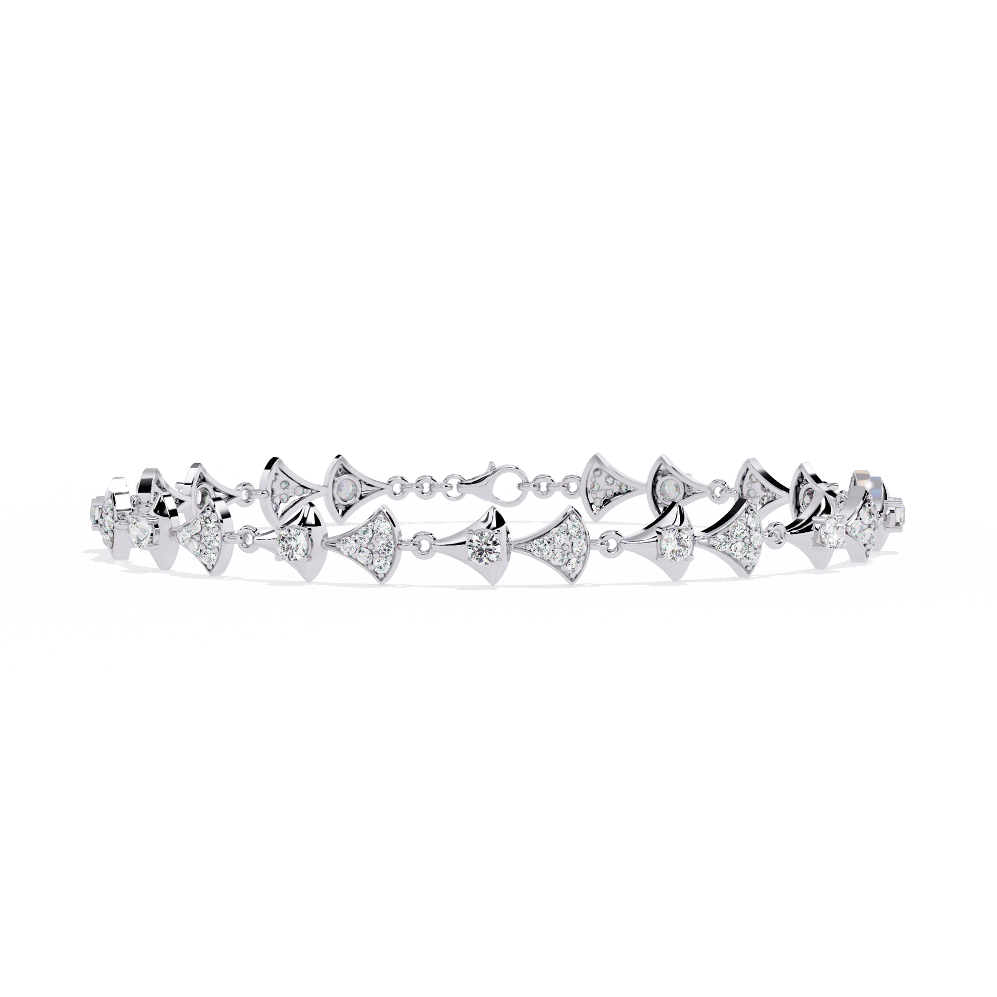 Trinity – Sculpted Tapered Motif Diamond Bracelet — diamond bracelet — lab grown diamond and natural diamond — 18k white gold — Carat House