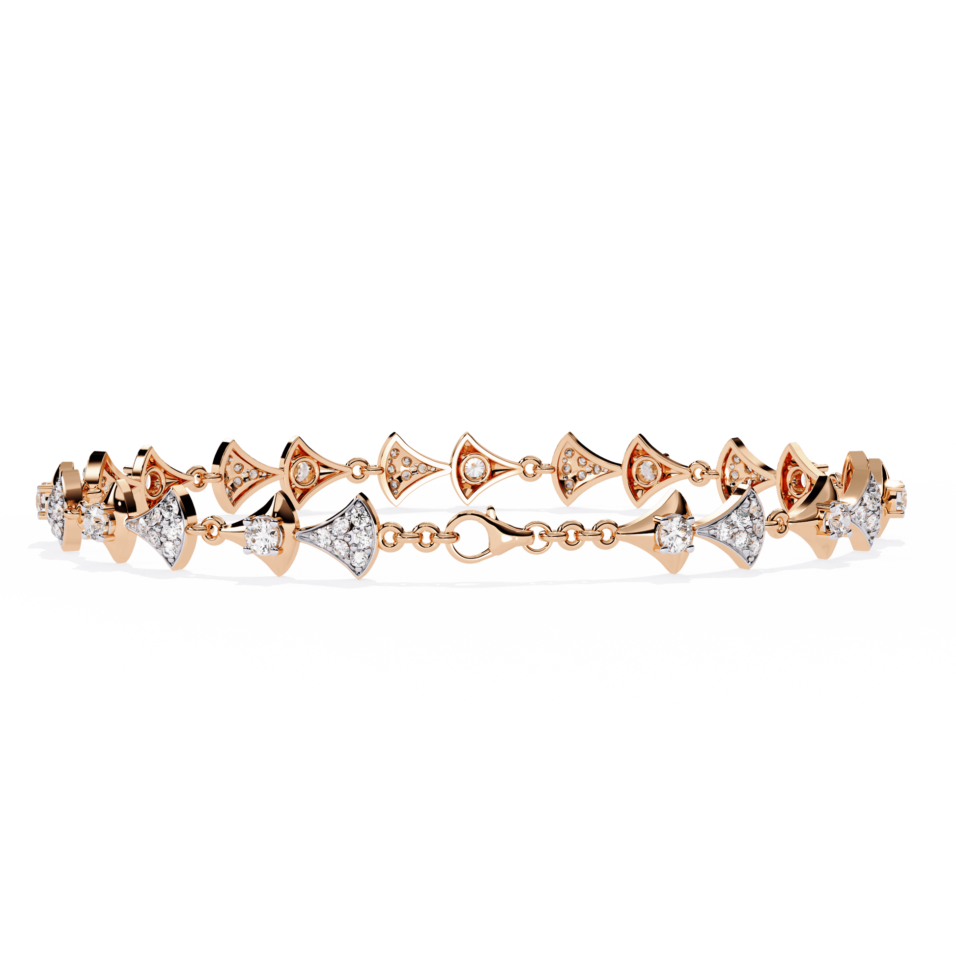 Carat House Dubai Trinity tapered motif diamond bracelet with sculpted design and elegant craftsmanship.