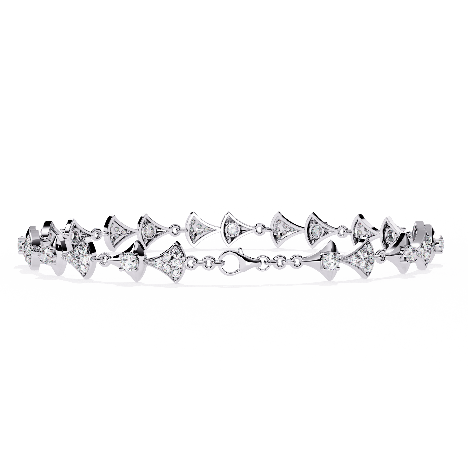 Carat House Dubai Trinity Sculpted Tapered Motif Diamond Bracelet with intricate design and sparkling diamonds on a sleek gold band