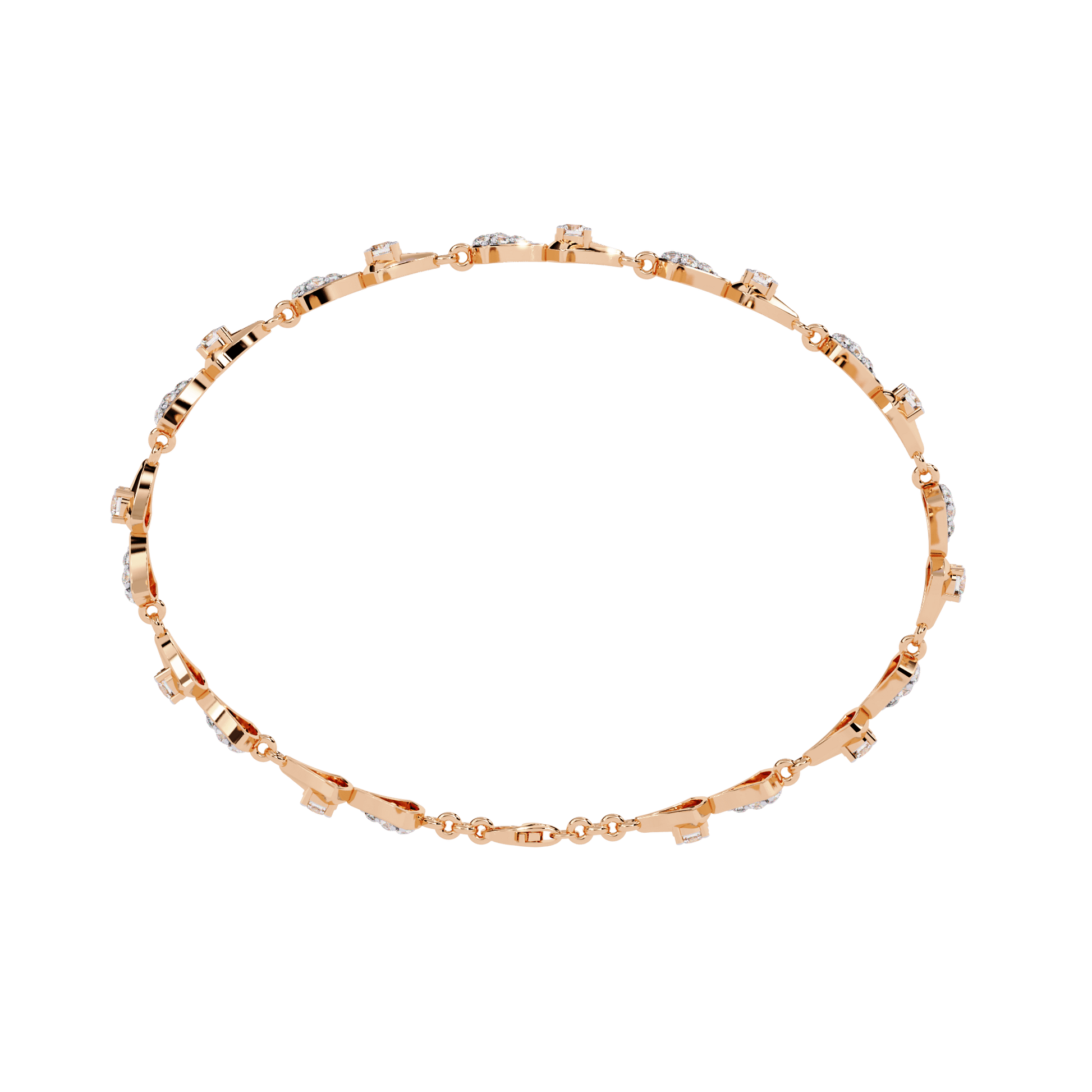 Carat House Dubai Trinity Sculpted Tapered Motif Diamond Bracelet with intricate design and sparkling diamonds.