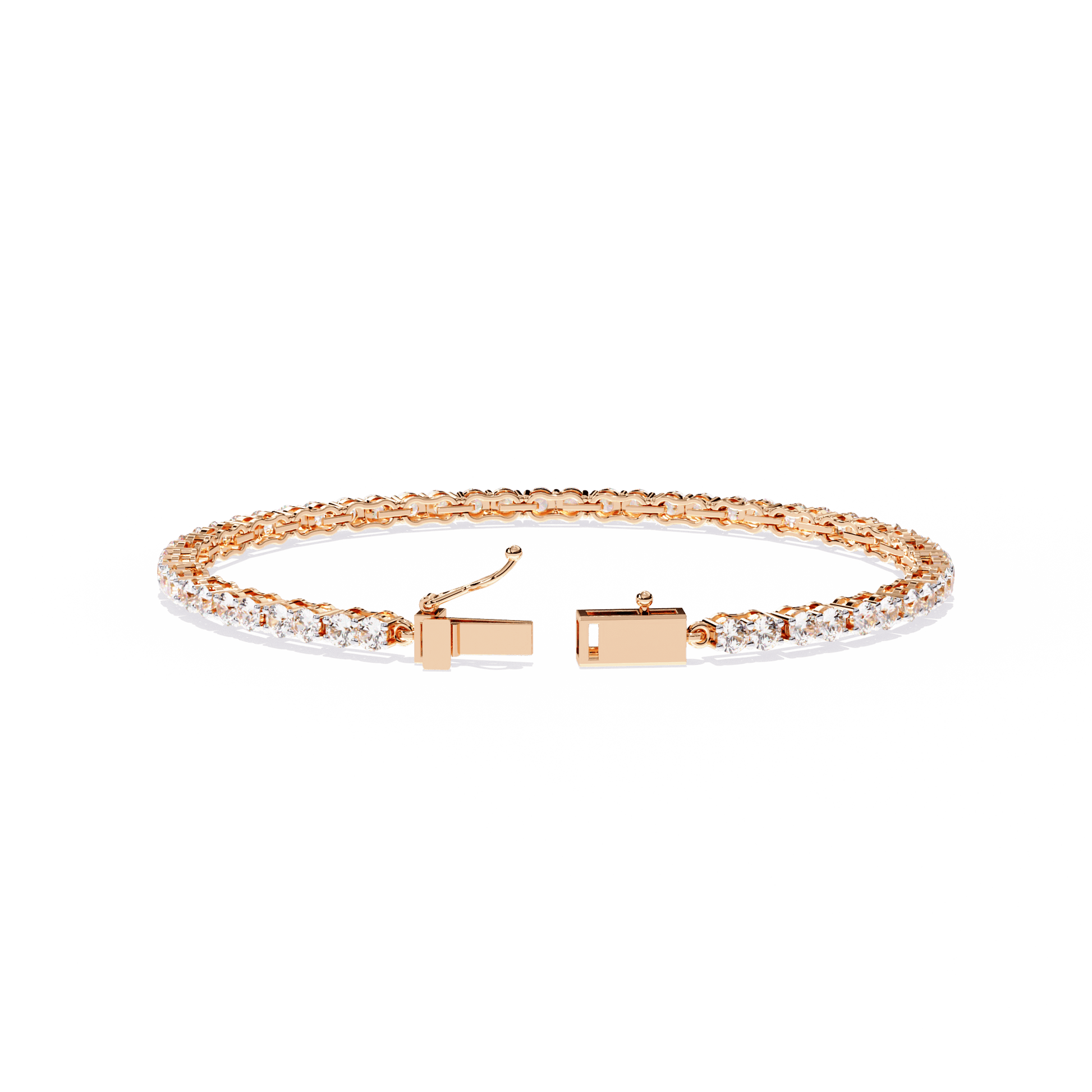 Carat House Dubai Viola 2.7mm double round diamond tennis bracelet featuring sparkling diamonds on a sleek silver chain