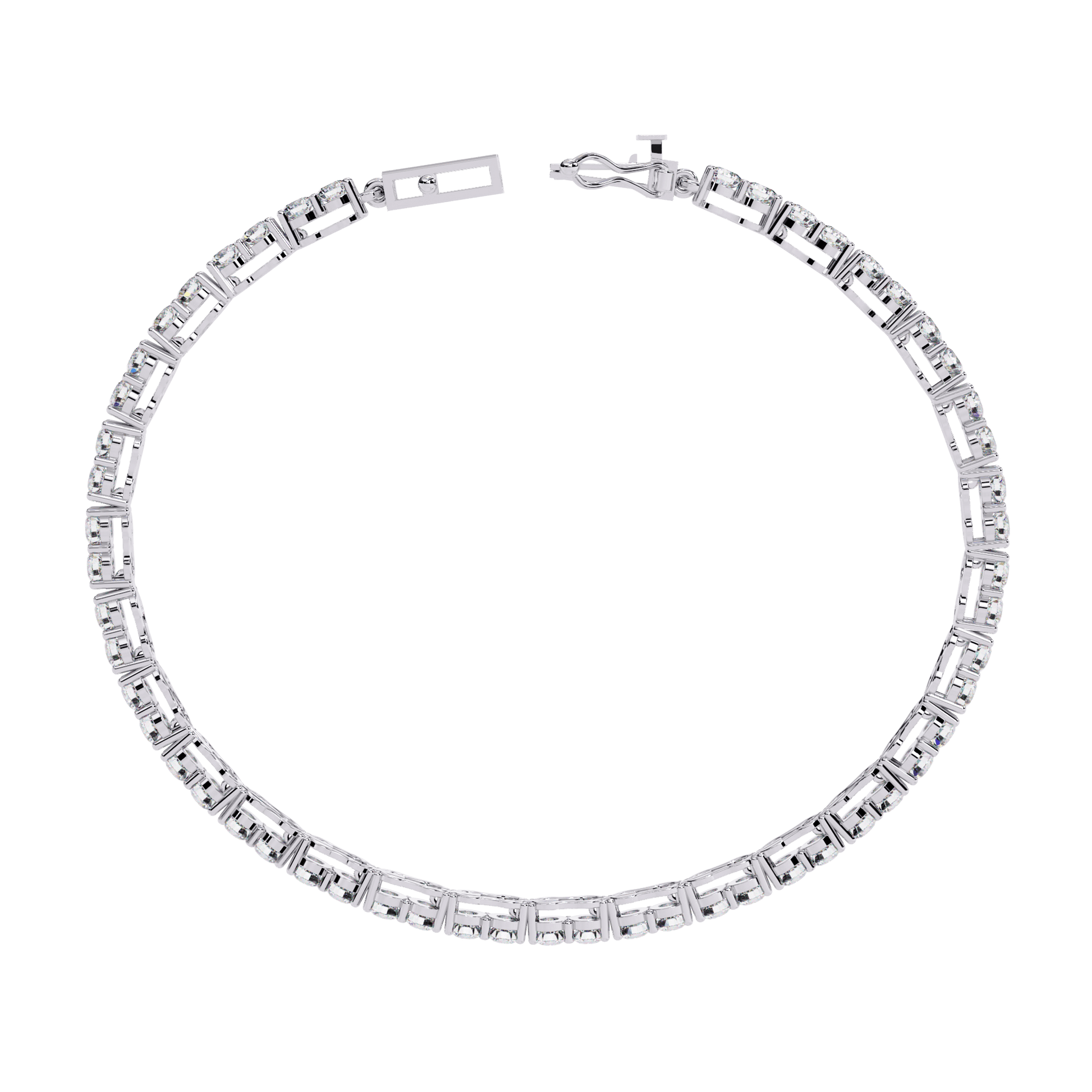Carat House Dubai Viola 2.7mm double round diamond tennis bracelet with sparkling diamonds on a sleek silver chain.