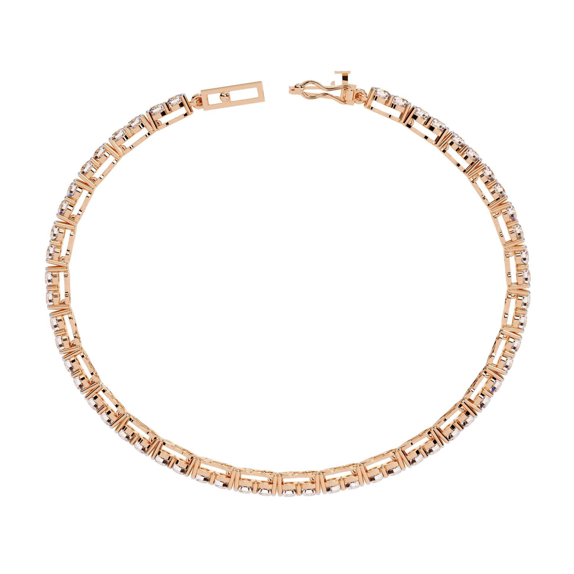 Carat House Dubai Viola 2.7mm double round diamond tennis bracelet with sparkling diamonds and elegant silver setting.