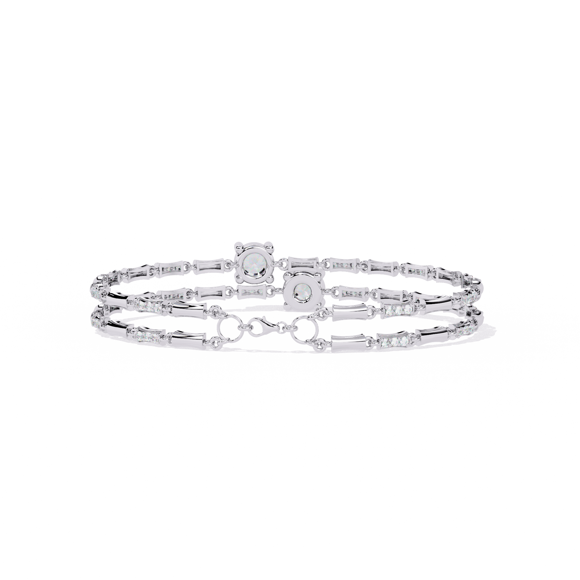 Yvette double solitaire diamond link bracelet by Carat House Dubai featuring sparkling diamond accents and elegant chain links.
