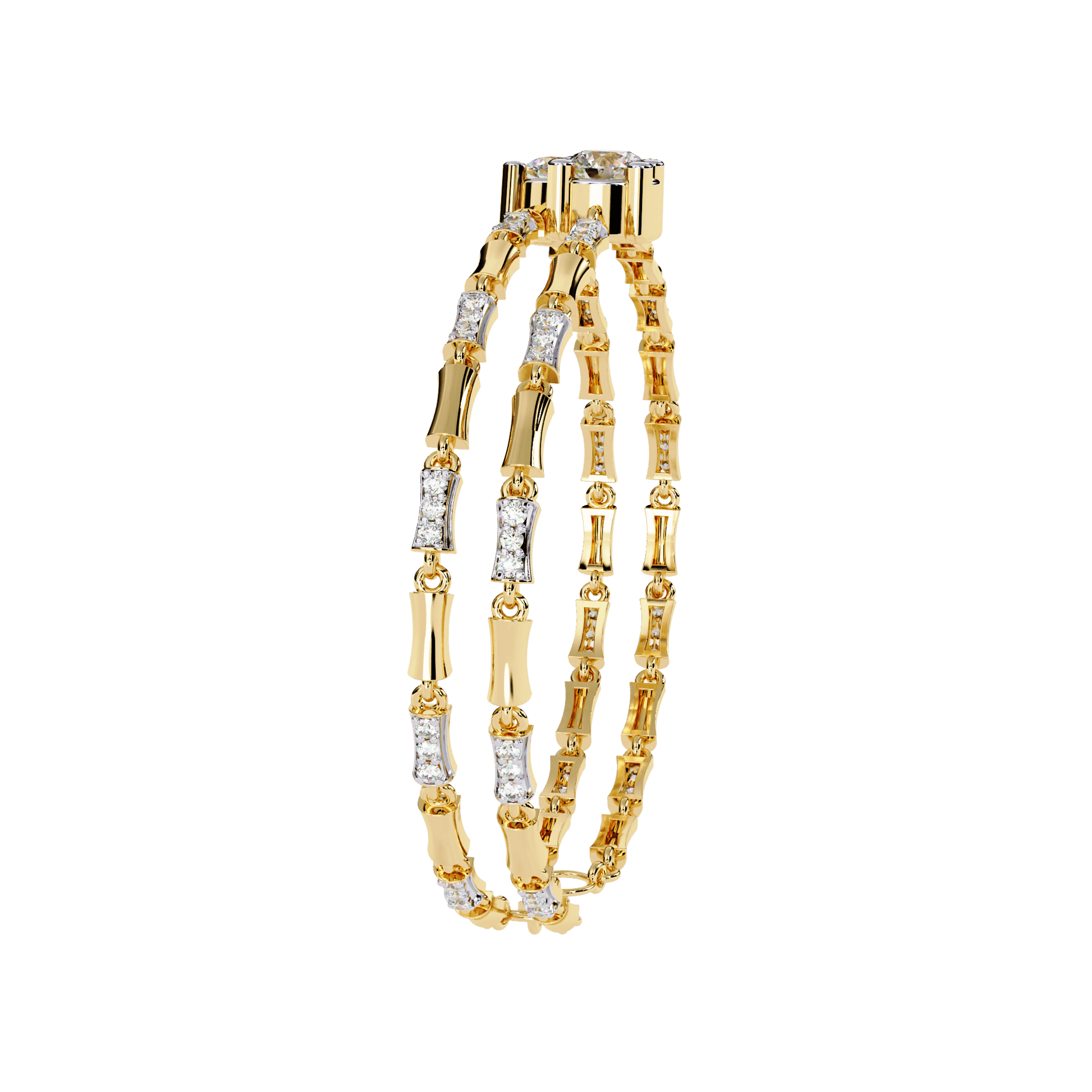Yvette double solitaire diamond link bracelet by Carat House Dubai showcasing sparkling diamond links on a sleek bracelet design.
