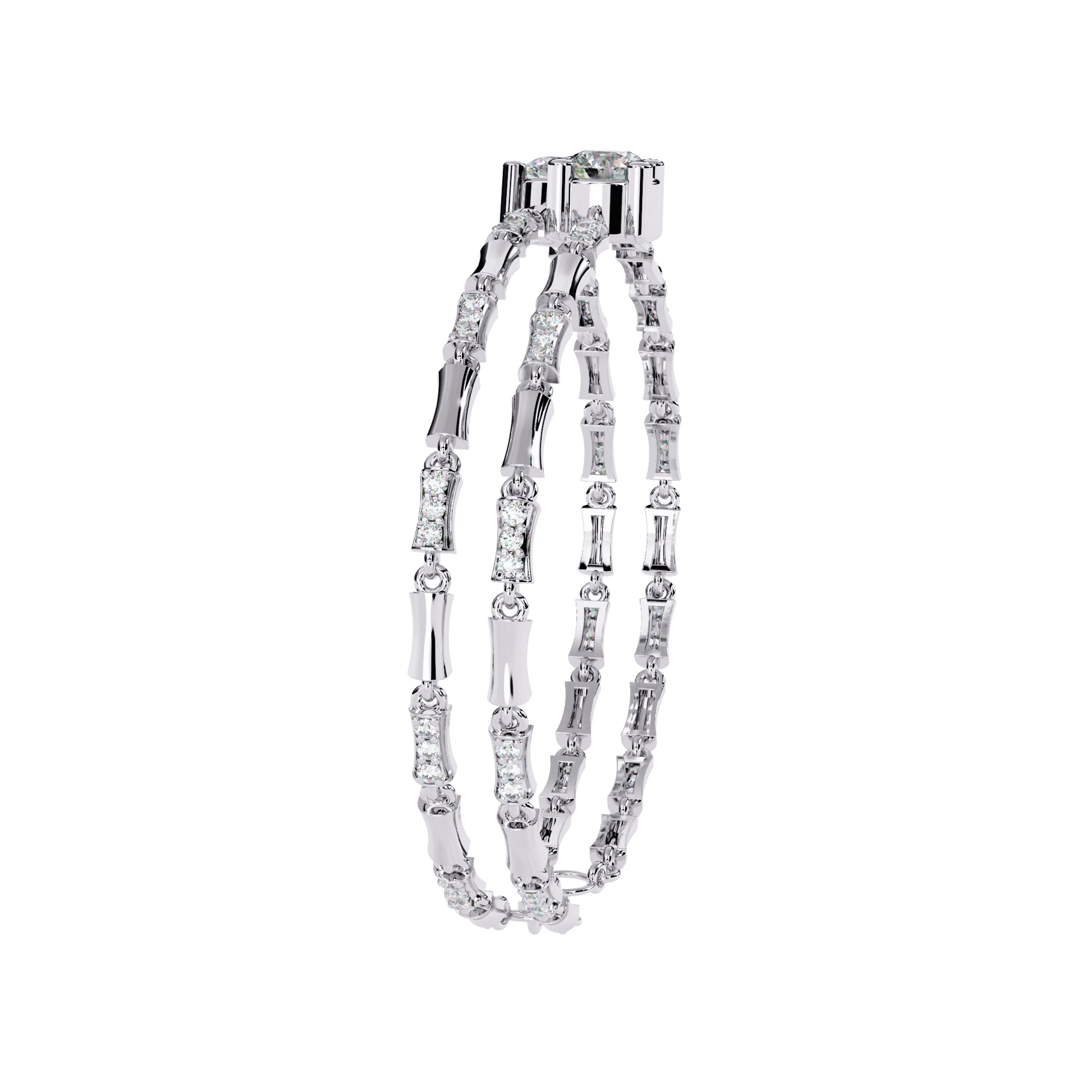 Yvette double solitaire diamond link bracelet by Carat House Dubai featuring sparkling diamond accents on a sleek silver chain.